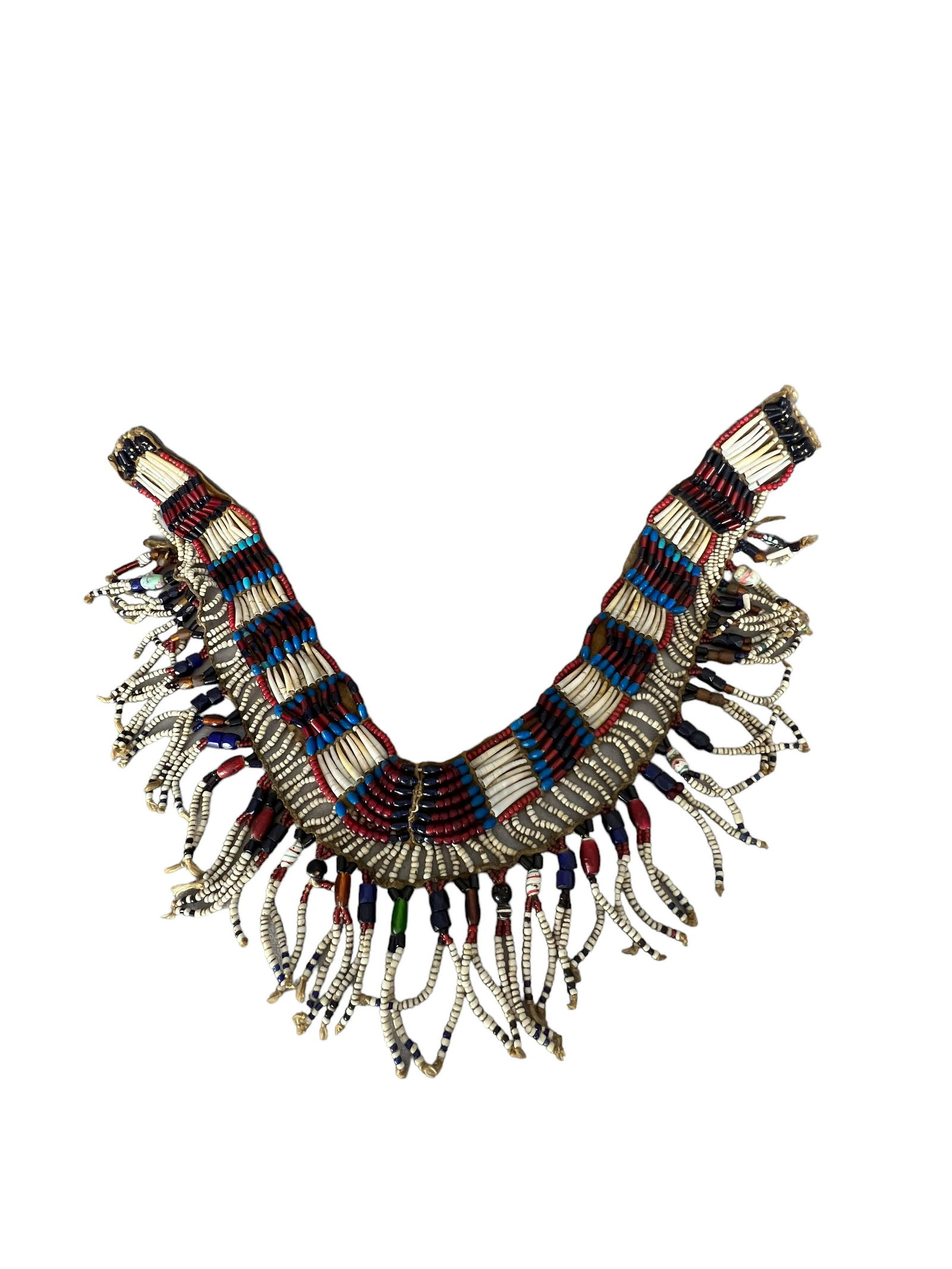 Antique Native American hide leather beaded necklace (1 of 13)