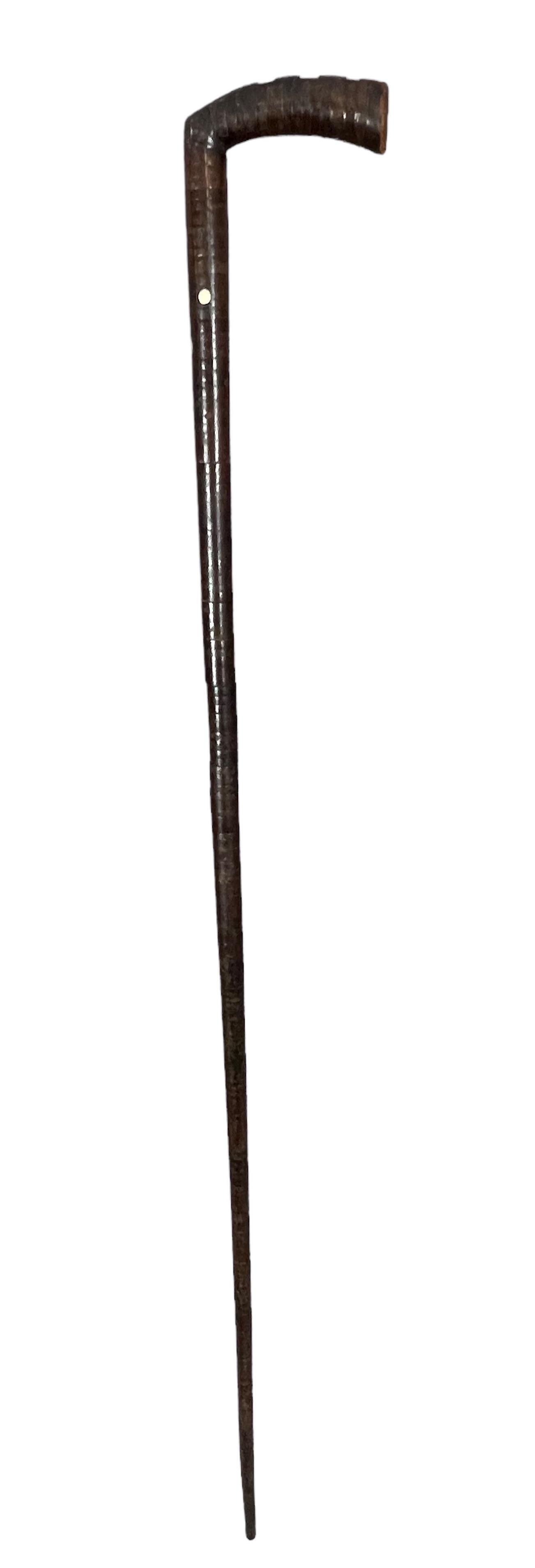 Antique vintage walking stick Cane leather (1 of 9)