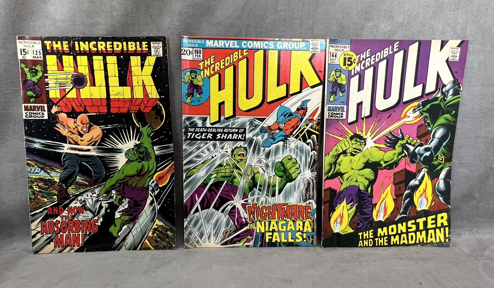 Vintage marvel comic book collection lot the Incredible Hulk 125, 144, 160 (1 of 5)