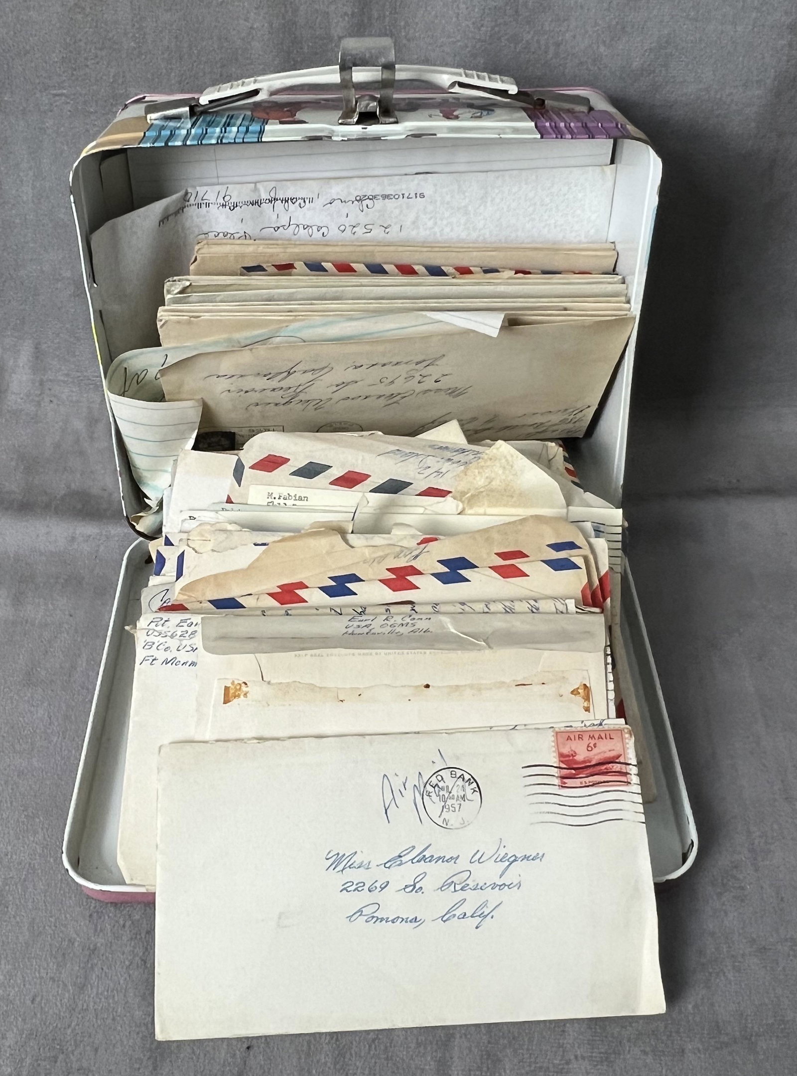 Vintage 1950s military letters with stamps postcards envelopes lunchbox (1 of 13)