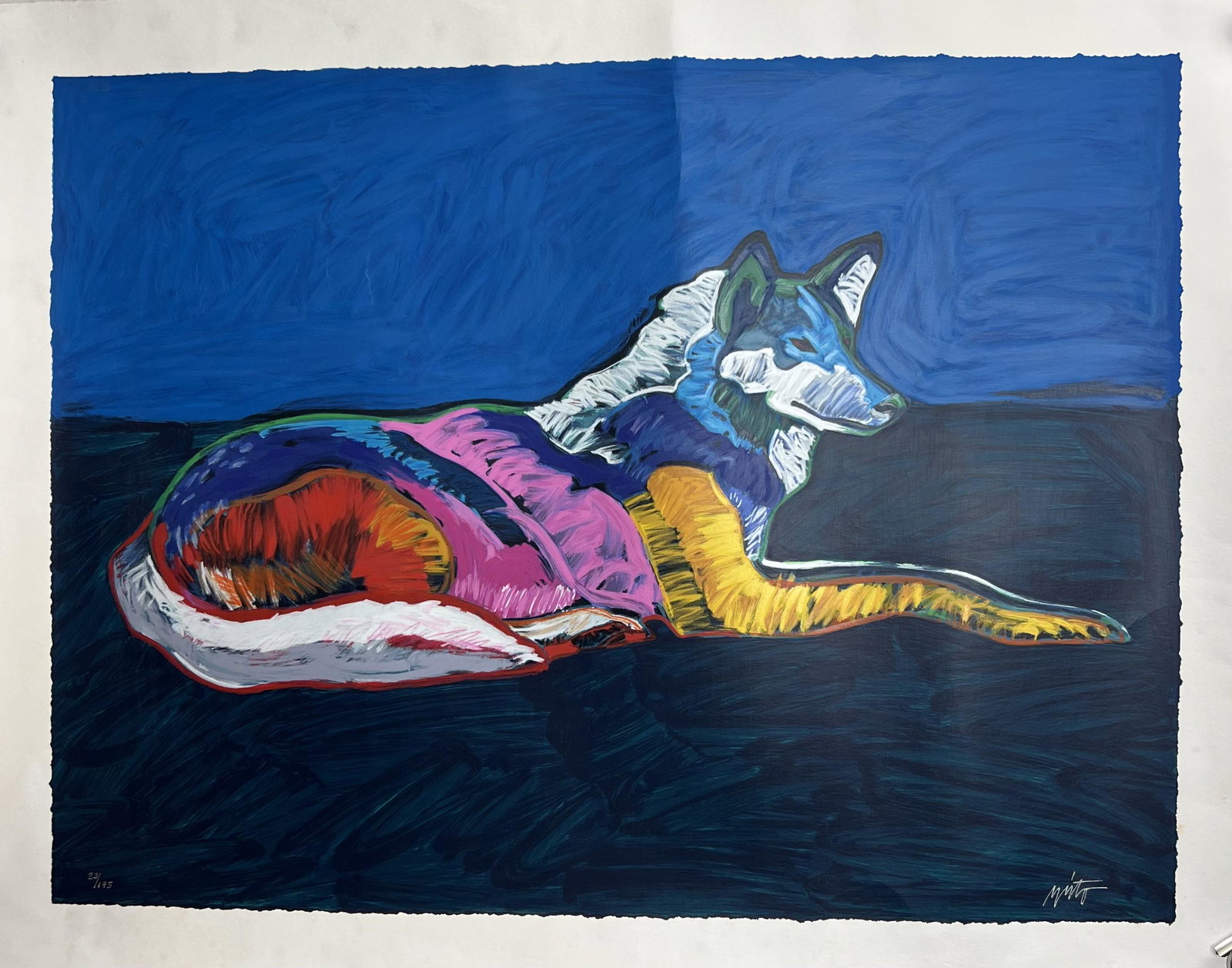 John Nieto Wolf Resting signed numbered 23/195 Serigraph Art (1 of 6)