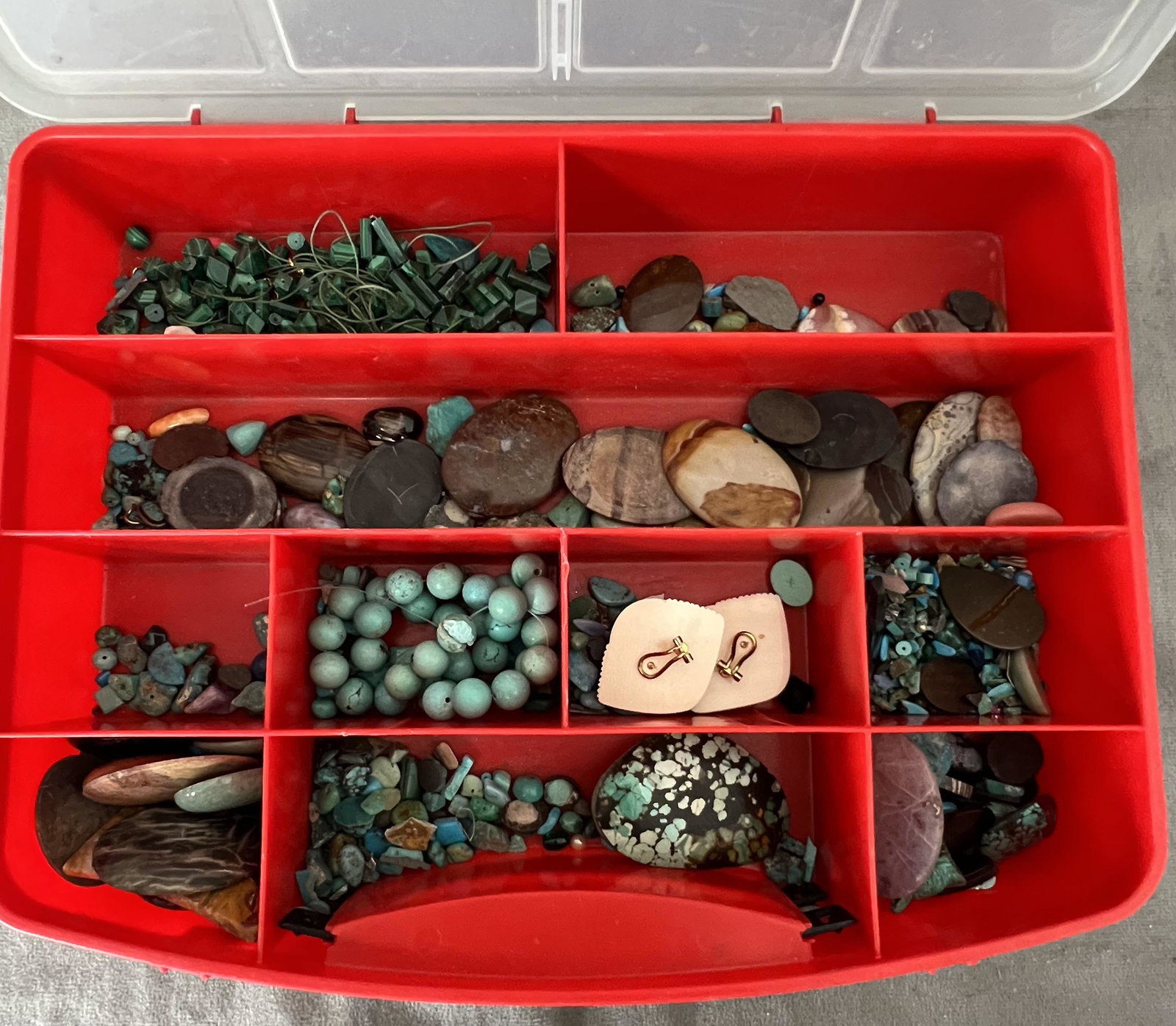 Old turquoise malachite stone loose collection jeweler dealer Collection lot (1 of 10)