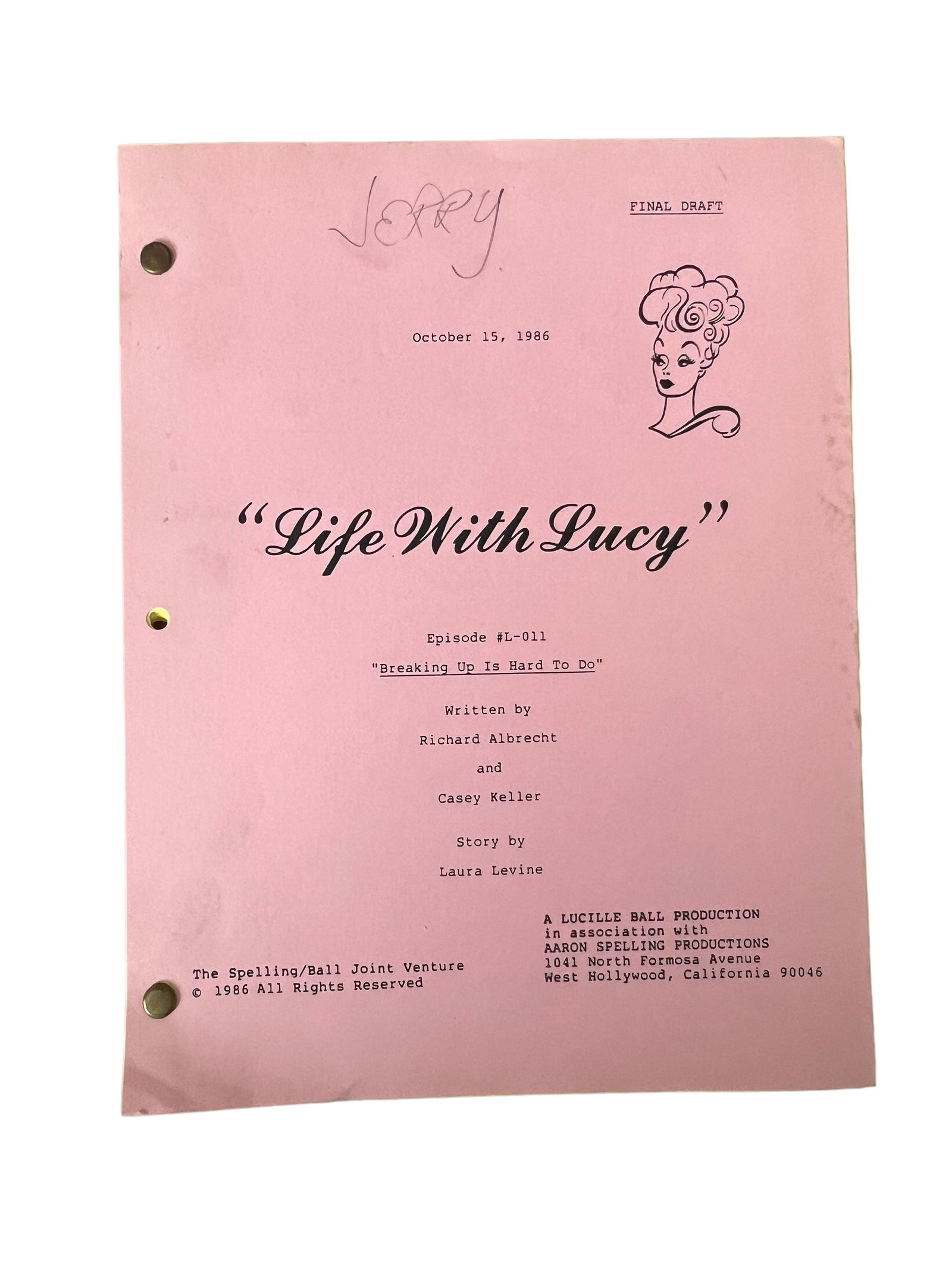 Original Life with Lucy Lucille Ball TV show 1986 movie script Final draft (1 of 3)