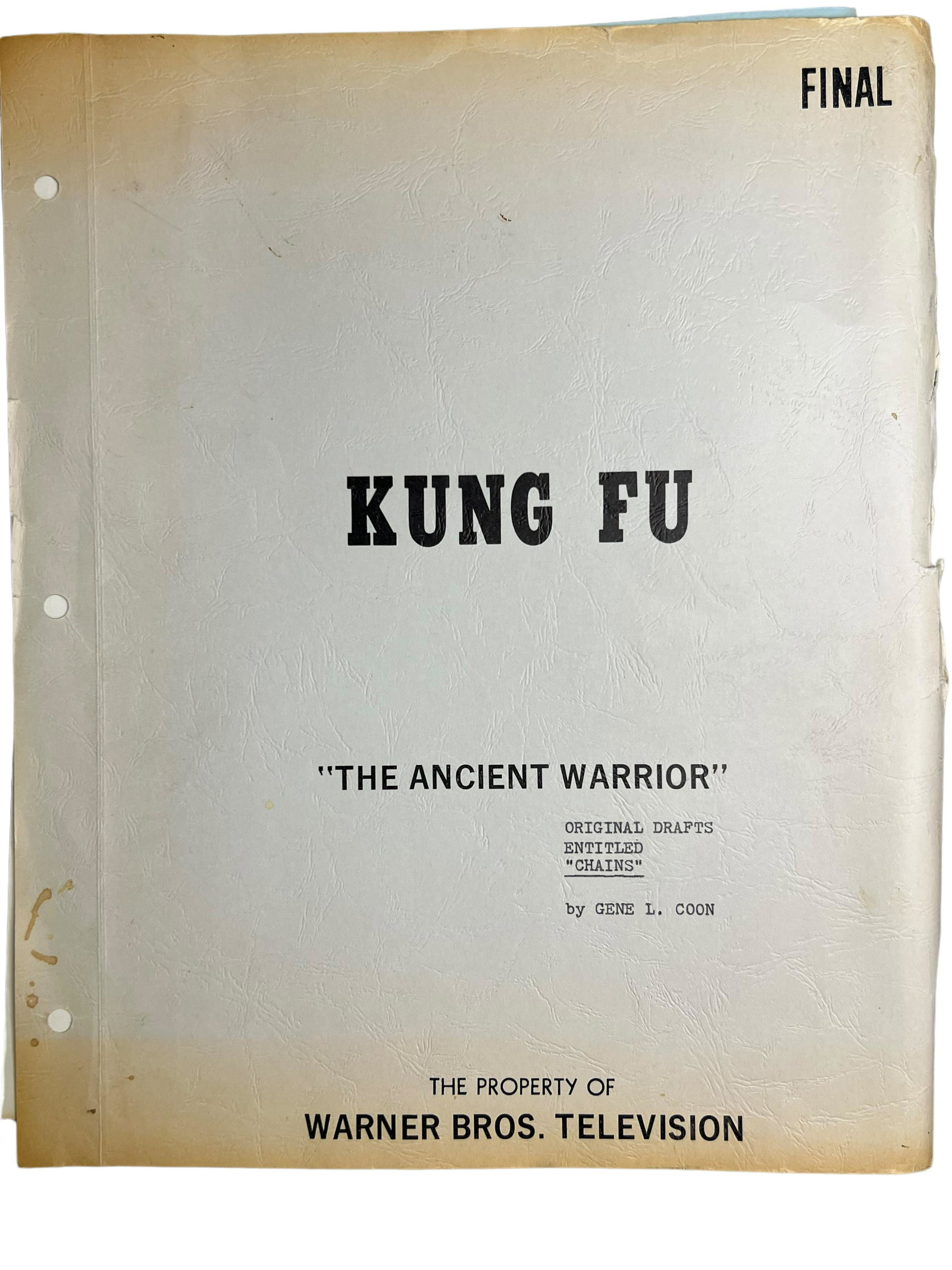 Kung Fu the Ancient Warrior 1973 TV movie script shooting schedule hand annotated Materials archive (1 of 15)