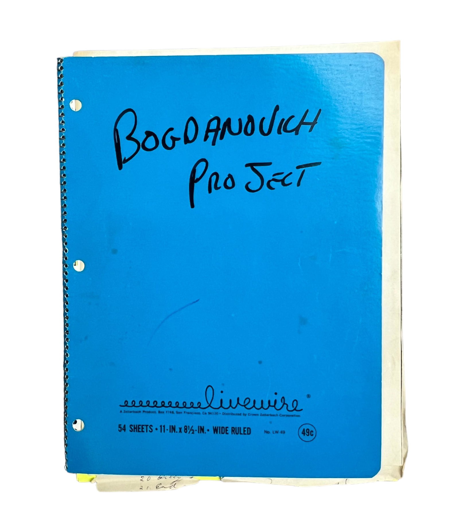 The Last Picture Show Peter Bogdanovich letter archive of movie documentary documents hand written (1 of 19)