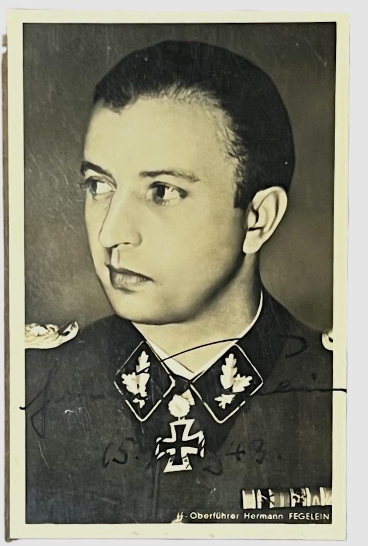 Gruppenfuhrer Hermann FegeleinÊsigned photo black and white 3 1/2" x 5 1/2" (1 of 4)