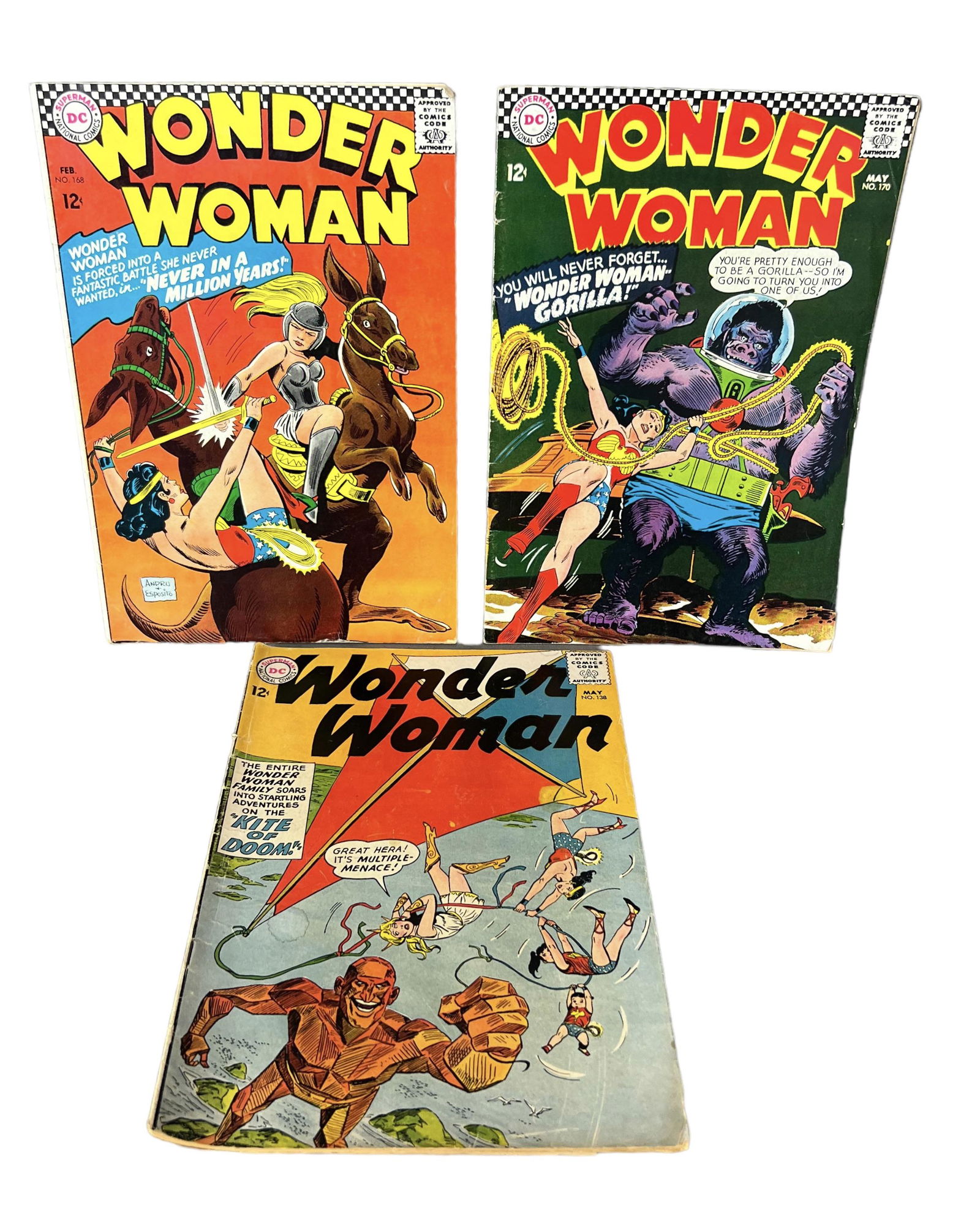 Vintage comic book collection lot Wonder Woman 168, 170, 138 (1 of 5)