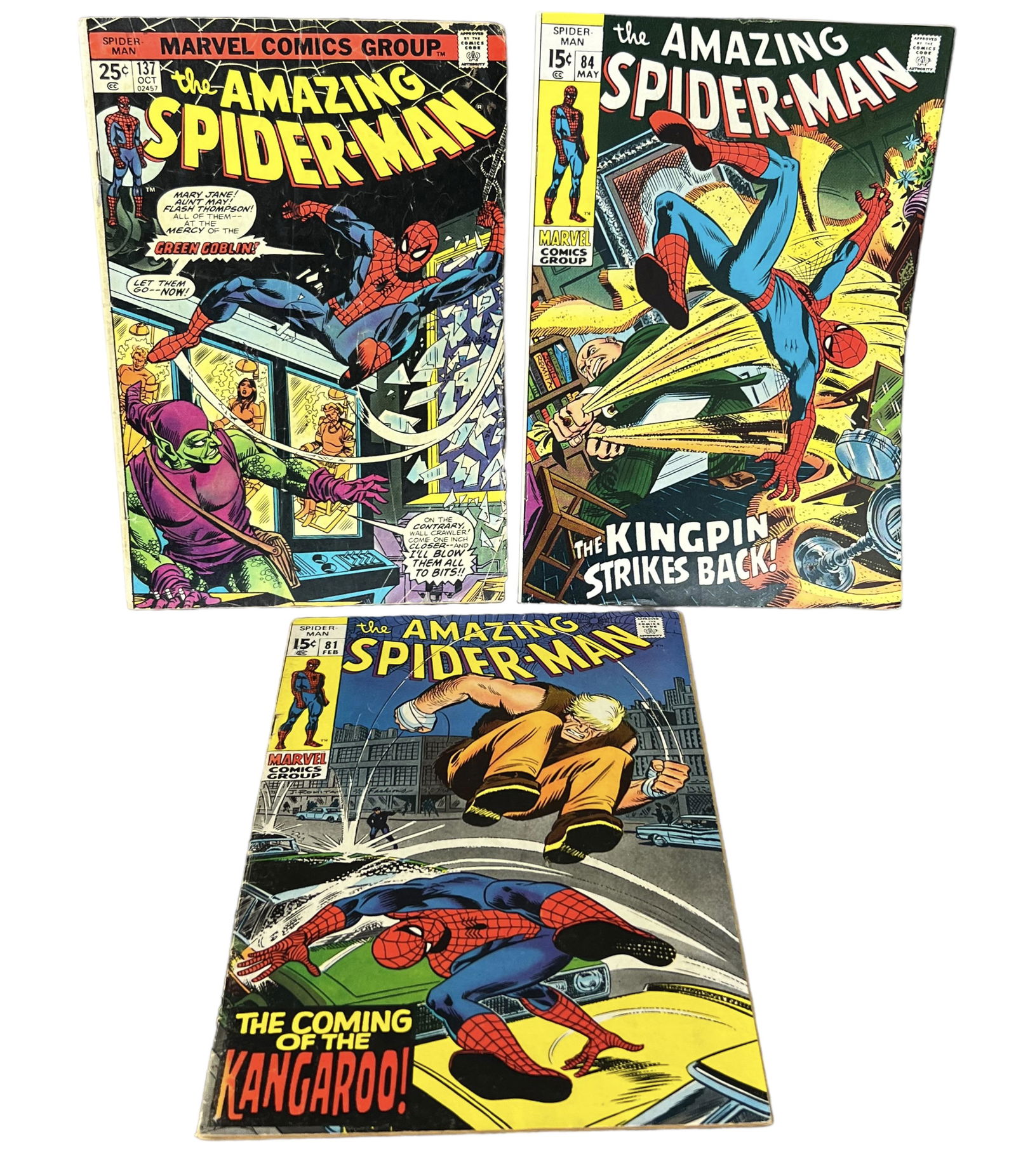 Amazing Spider Man VINTAGE COMIC BOOK COLLECTION LOT Spiderman 81, 84, 137 (1 of 8)
