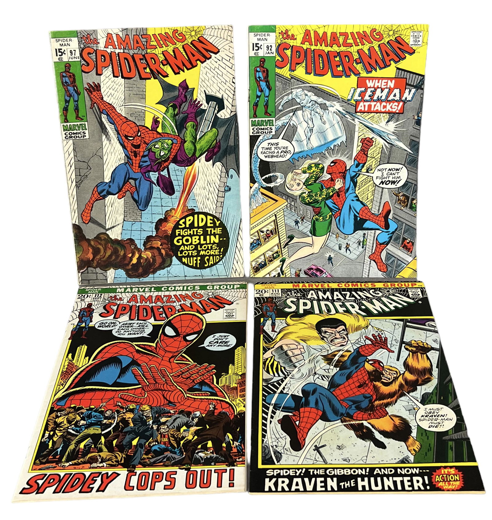Amazing Spider Man VINTAGE COMIC BOOK COLLECTION LOT Spiderman 112, 111, 92, 97 (1 of 10)
