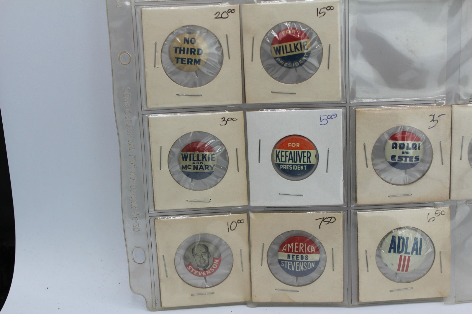 Presidential campaign pin button Collection lot Roosevelt, Willkie, Hoover (1 of 6)