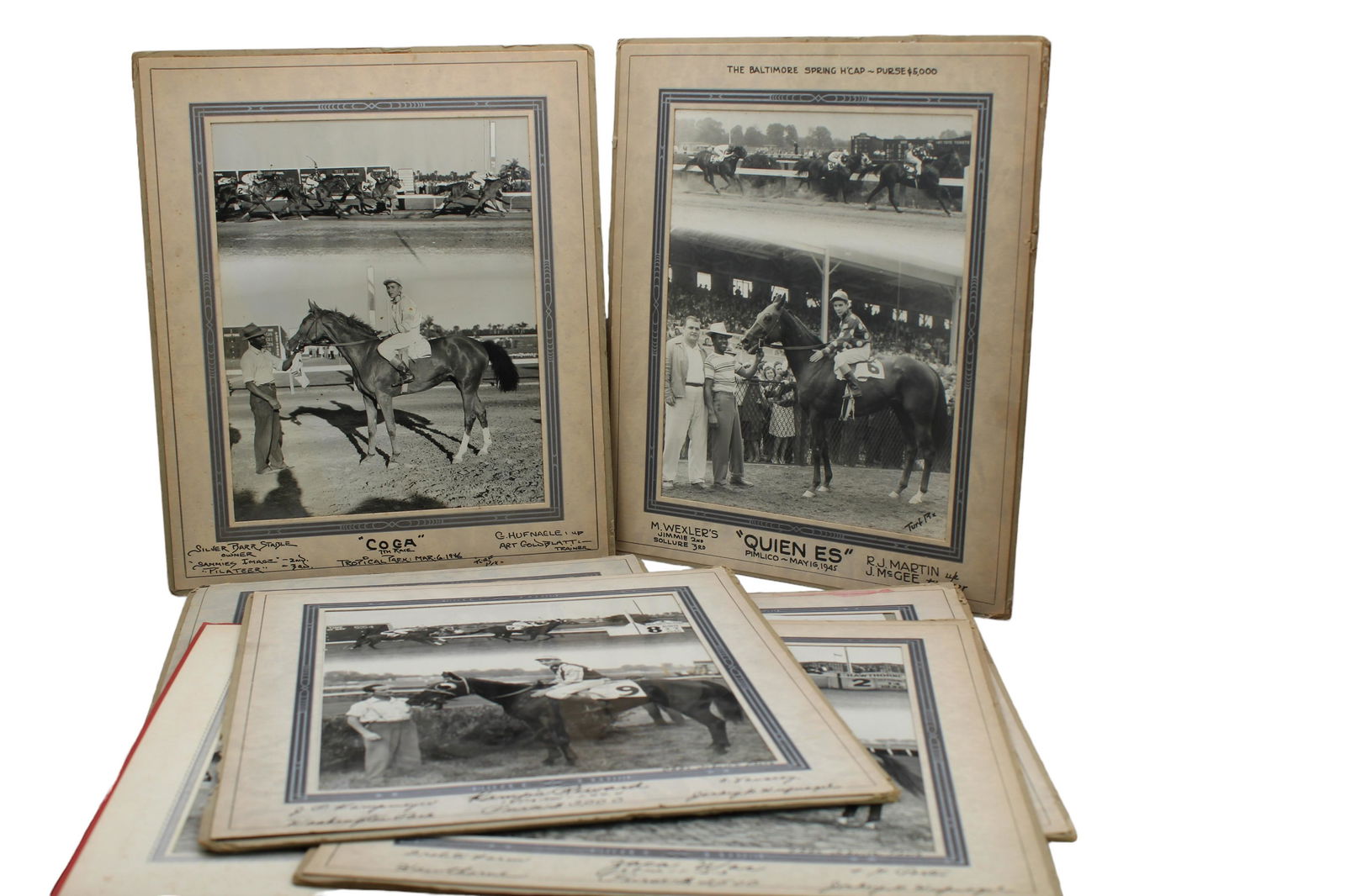 Antique 1940s horse racing thoroughbred photo collection lot (1 of 6)