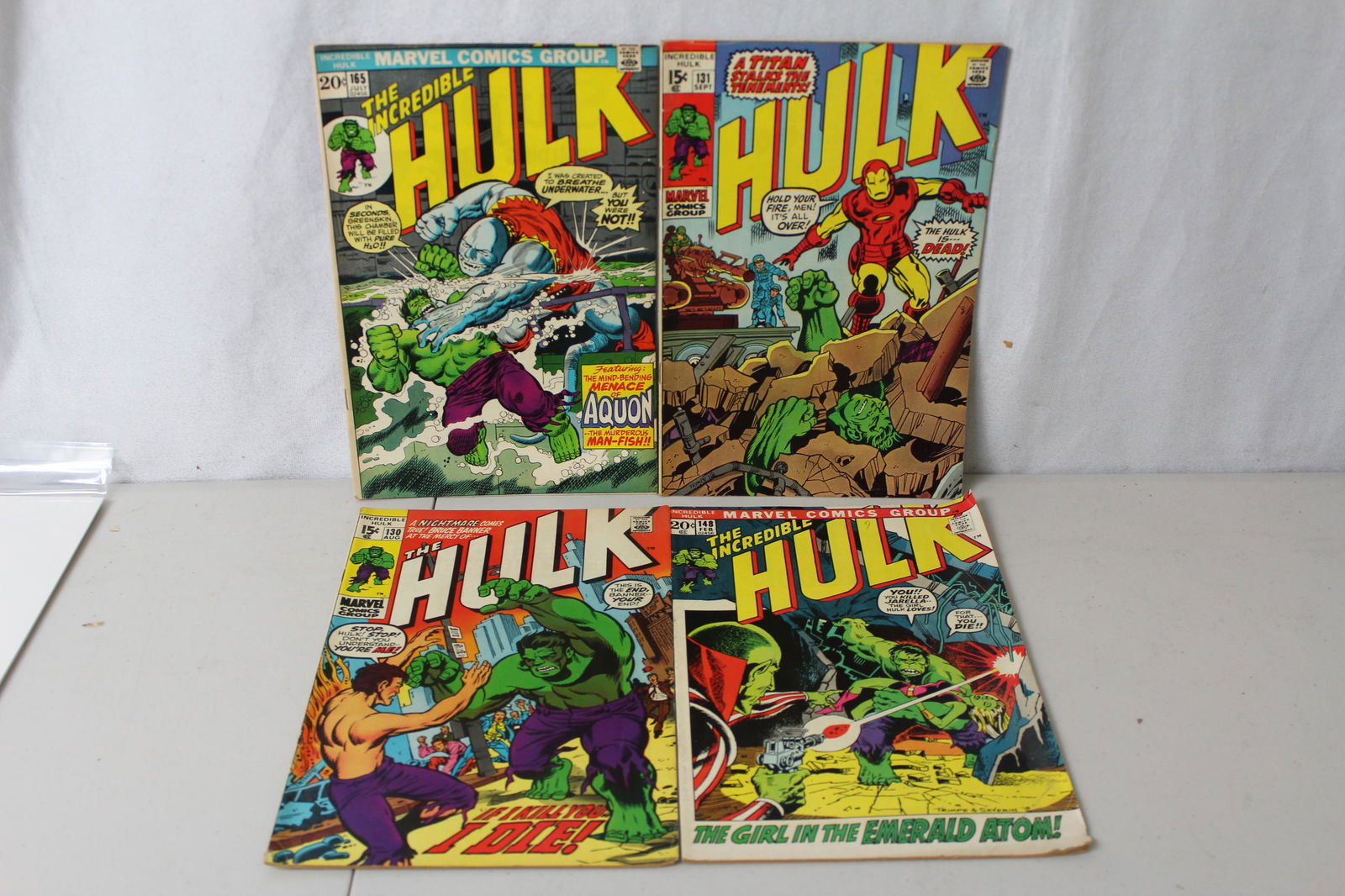 The Incredible Hulk 165, 131, 130, 148 Vintage comic book collection lot (1 of 5)