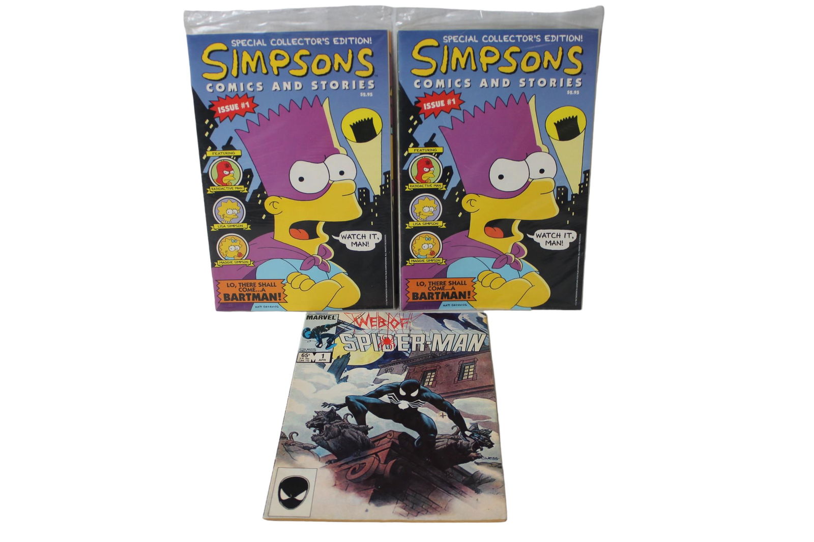 The Simpsons # 1 web of Spider-Man #1 vintage comic book lot 3 books (1 of 6)