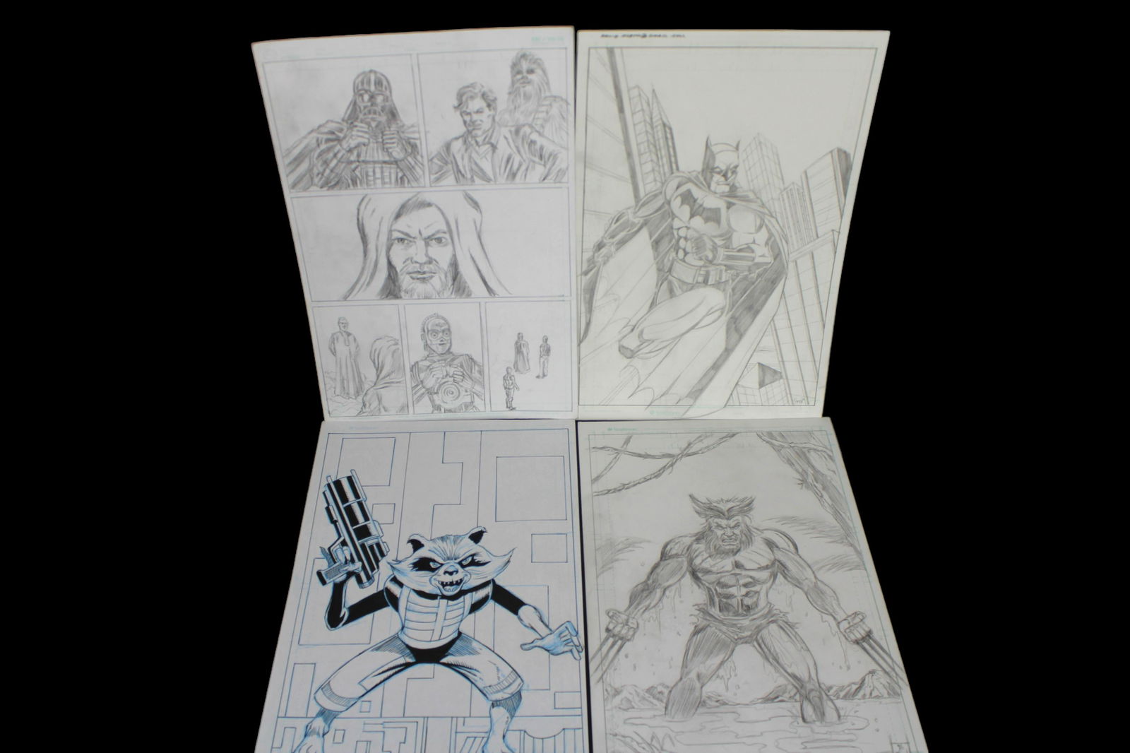 Original comic art drawing Batman Star Wars 4 Page lot (1 of 8)