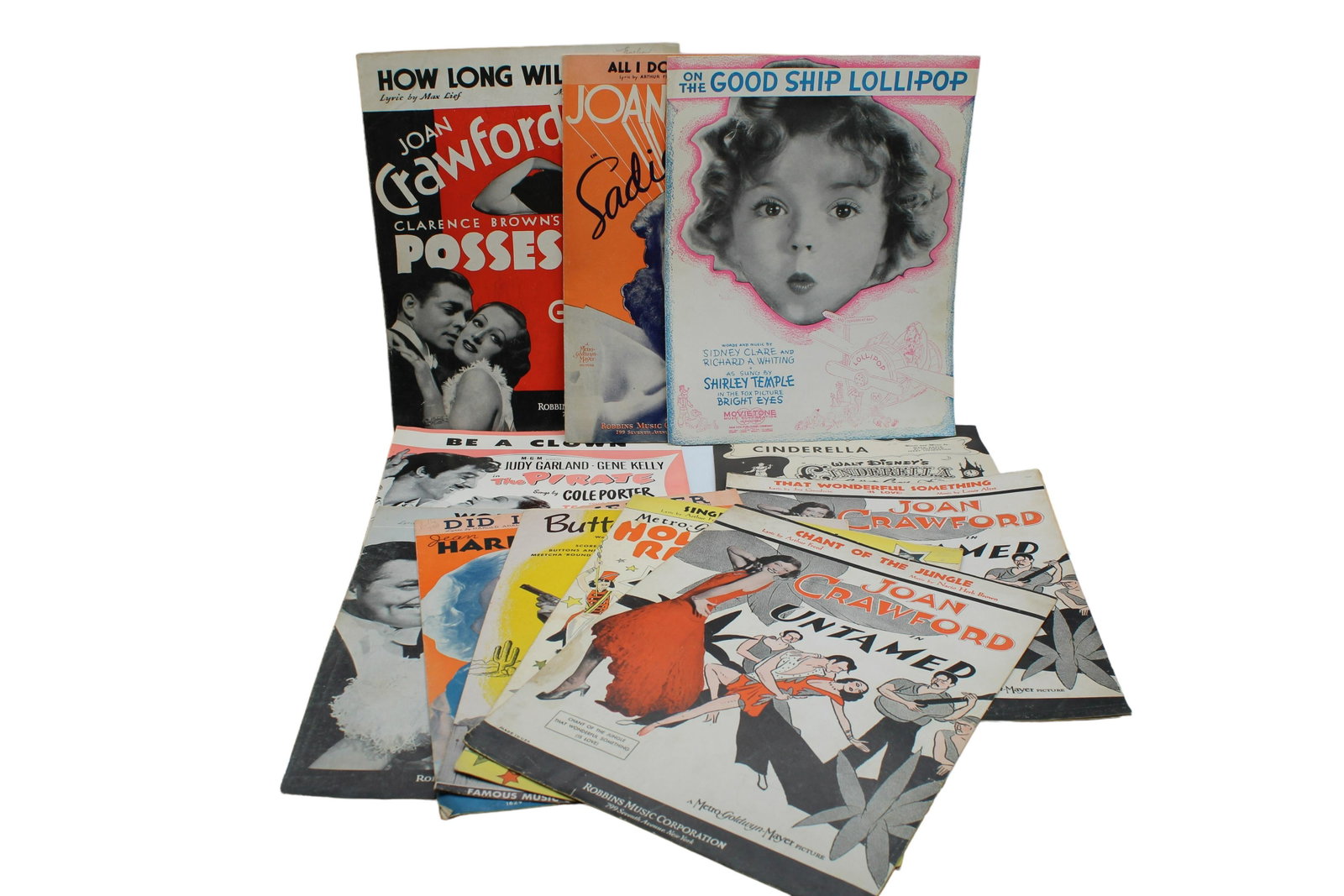 Jean Harlow Joan Crawford sheet music Hollywood golden age collection lot: Jean Harlow Joan Crawford sheet music Hollywood golden age collection lot 10 pieces