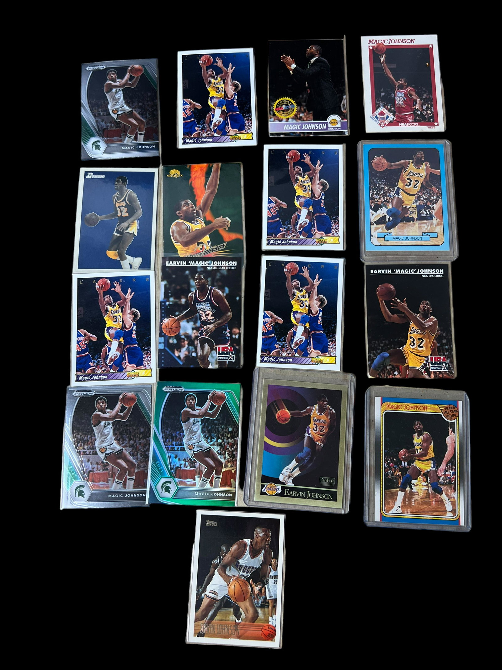 Magic Johnson NBA basketball sports card collection 17 cards: Magic Johnson NBA basketball sports card collection 17 cards