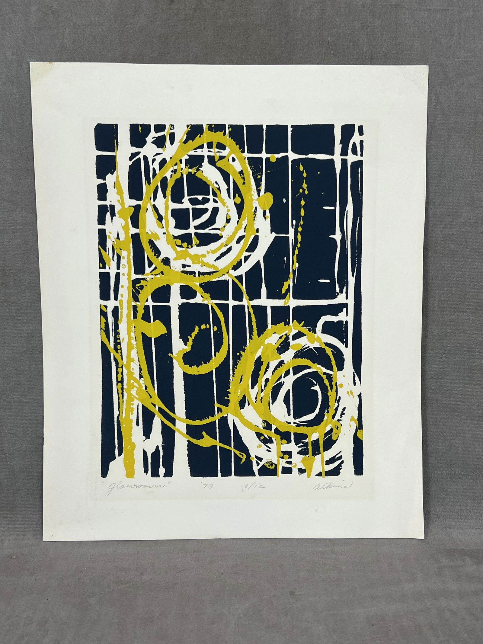 Vintage abstract lithograph pencil signed numbered signed 1973 (1 of 5)