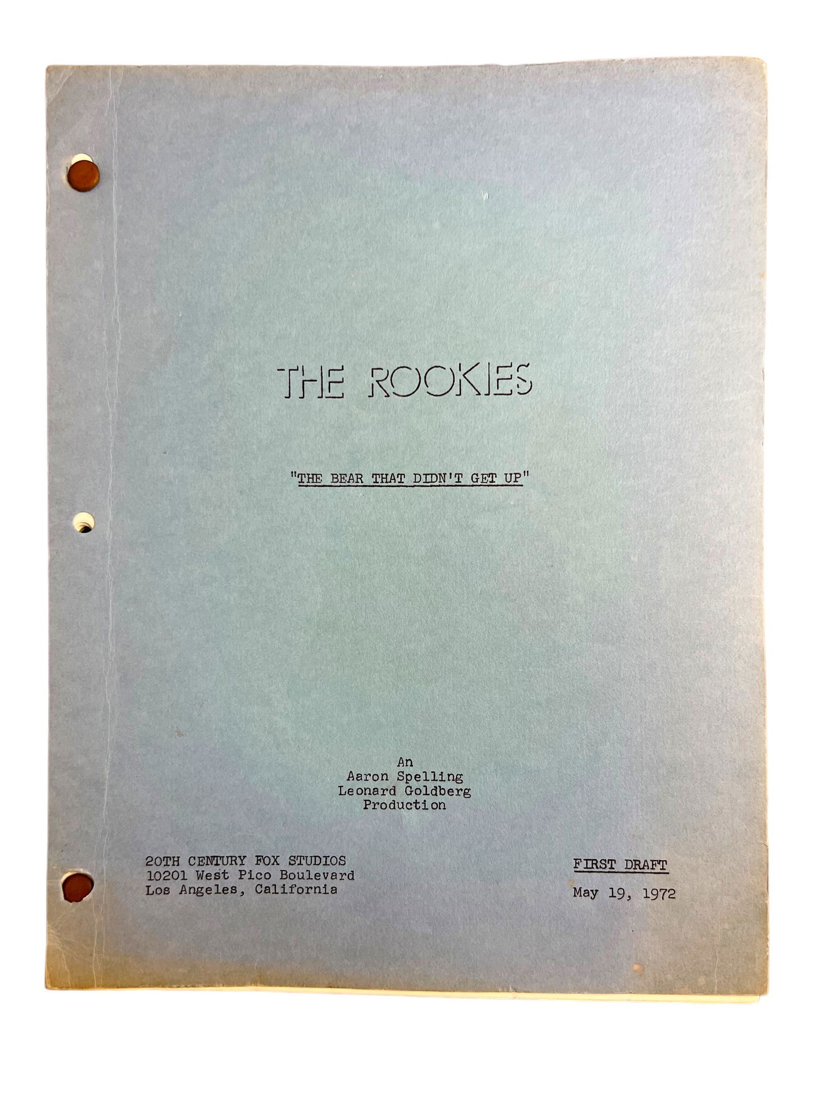 The Rookies "The Bear That Didnt't Get Up" 1972 First Draft Movie Script 20th Century Fox An Aaron (1 of 8)