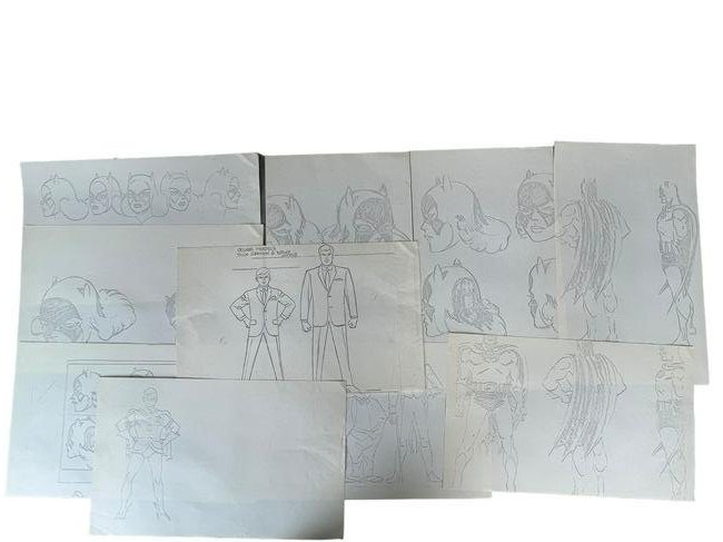 Batman Animation Vintage 1960's Model Sheet Line Art Photocopy Storyboard Collection lot (1 of 10)