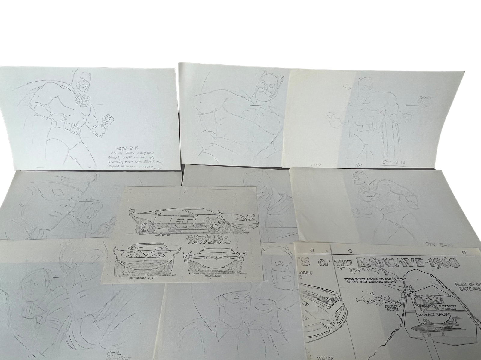 Batman Animation Vintage 1960's Model Sheet Line Art Photocopy Storyboard Collection lot (1 of 10)