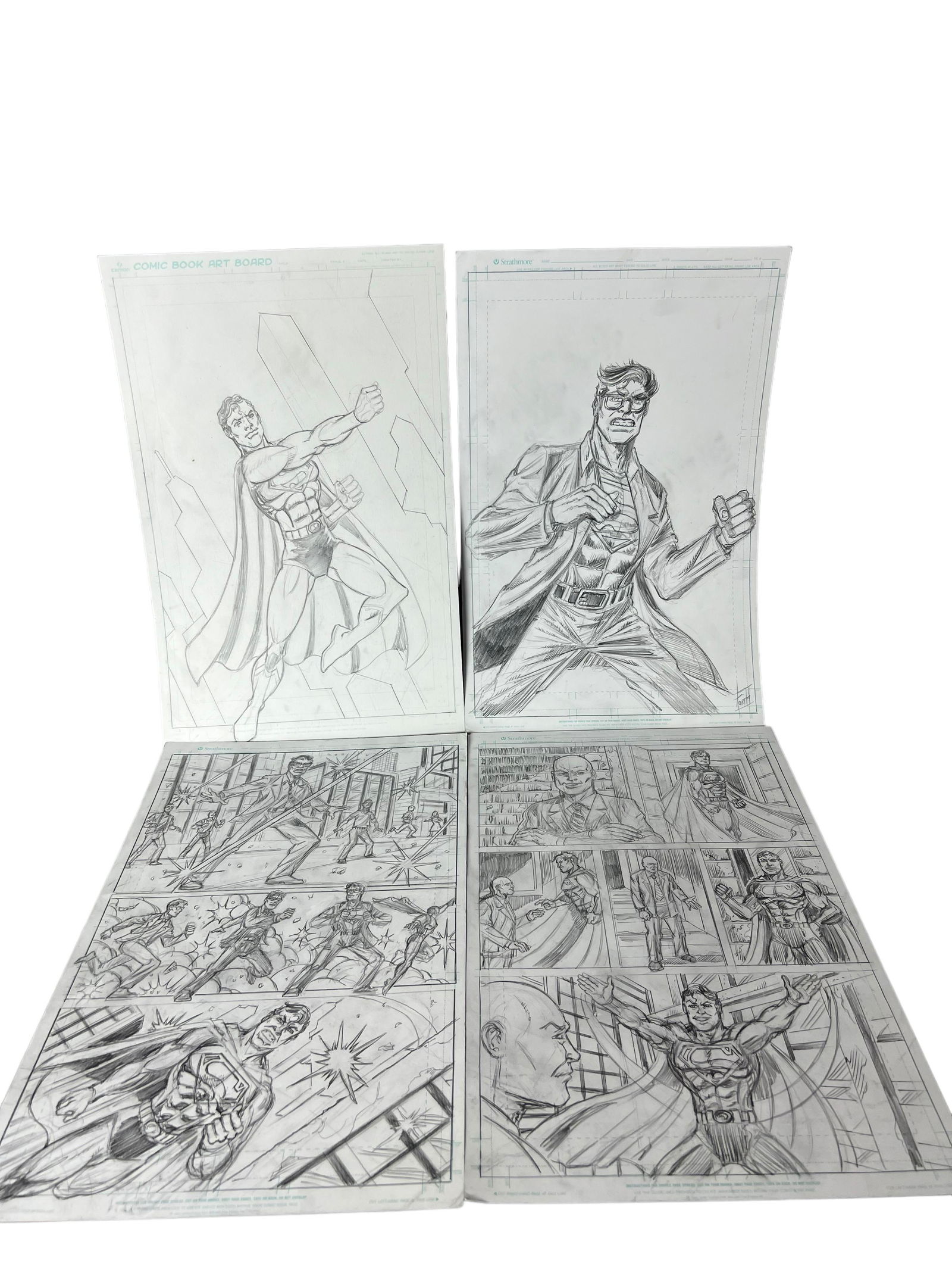 Original Vintage Comic Art Drawing "Superman" Collection Lot - Hand Drawn (1 of 6)