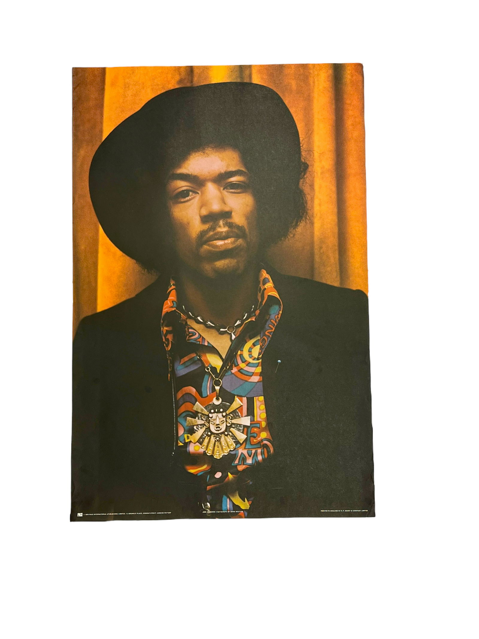 Vintage Original 1970 Pace International Jimi Hendrix Poster Music Head Shot (1 of 8)