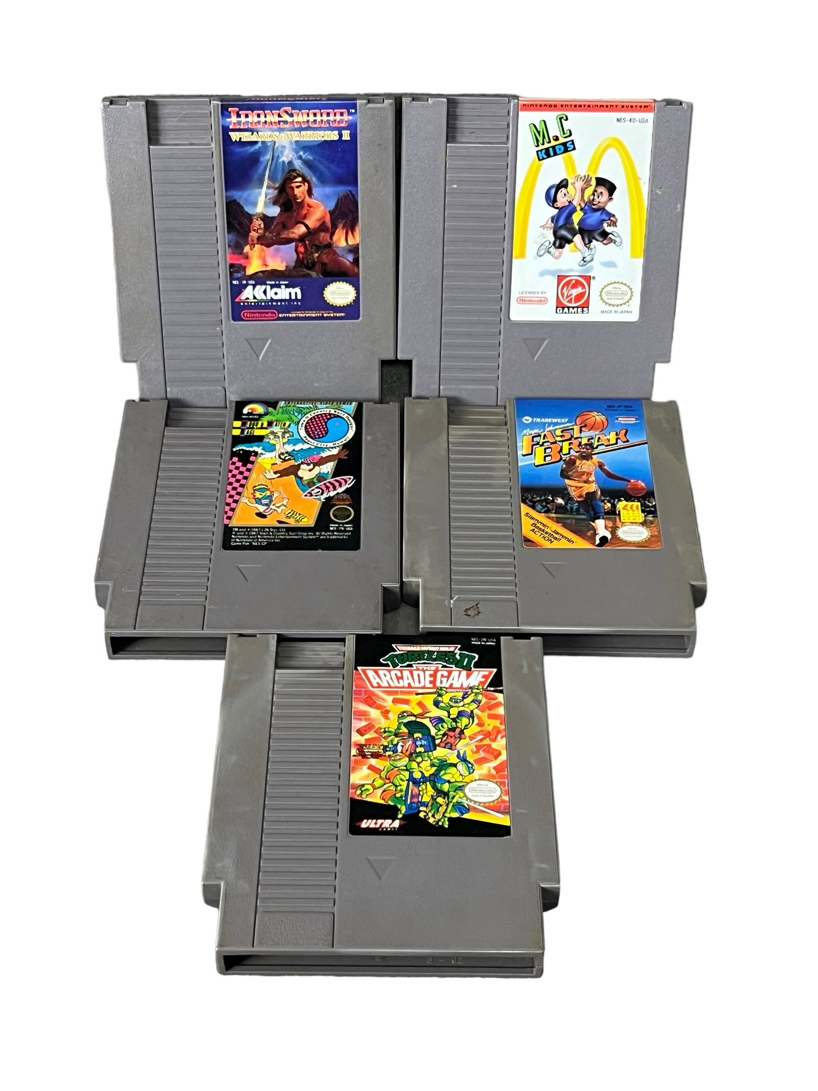 NINTENDO NES GAME teenage mutant ninja turtles ii TMNT, wood water rage, Fastbreak, MC kids, iron (1 of 9)