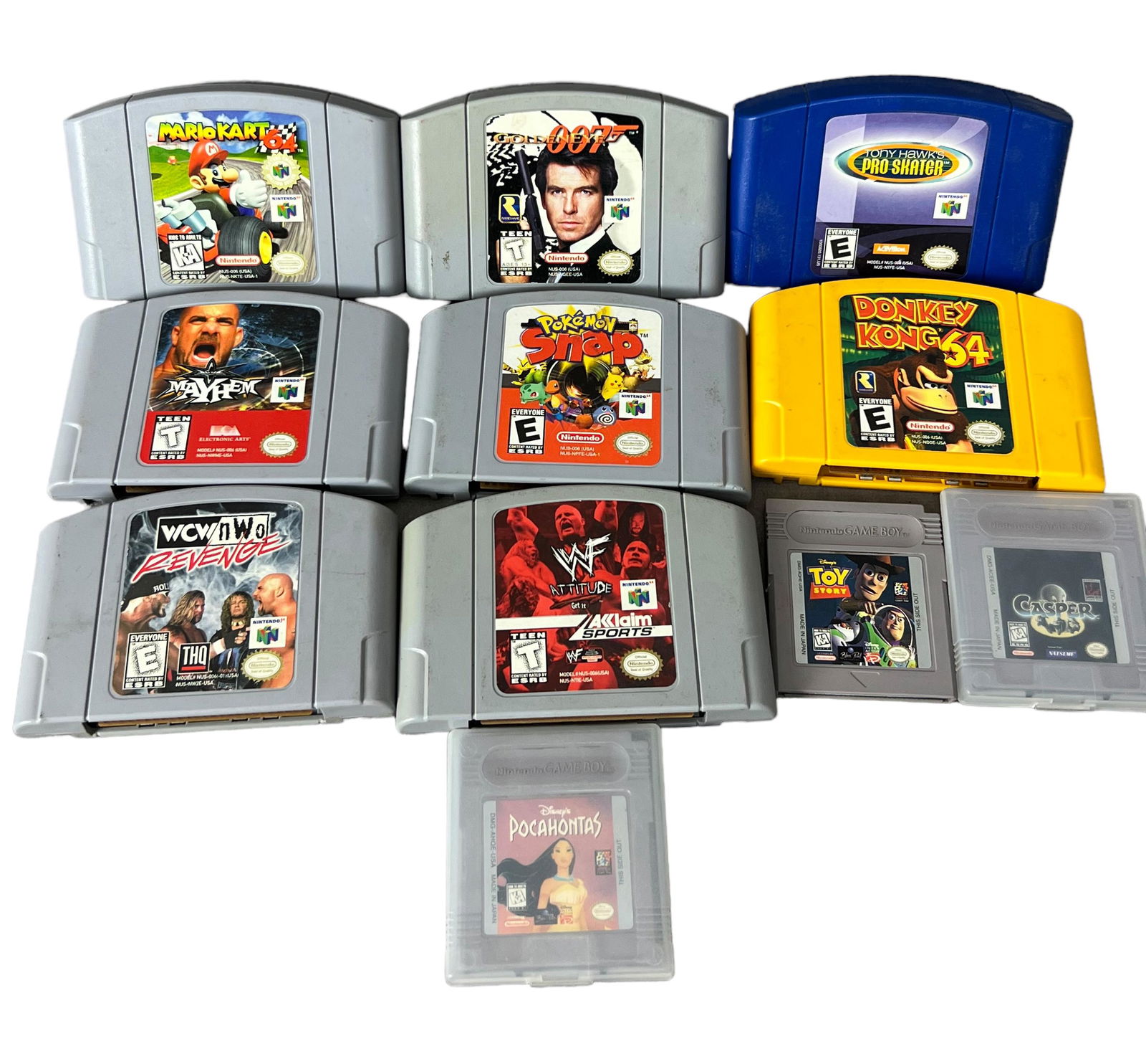 VINTAGE NINTENDO 64 VIDEO GAME COLLECTION LOT POKƒMON MARIO KART DONKEY KONG, WWF, 007. (1 of 10)