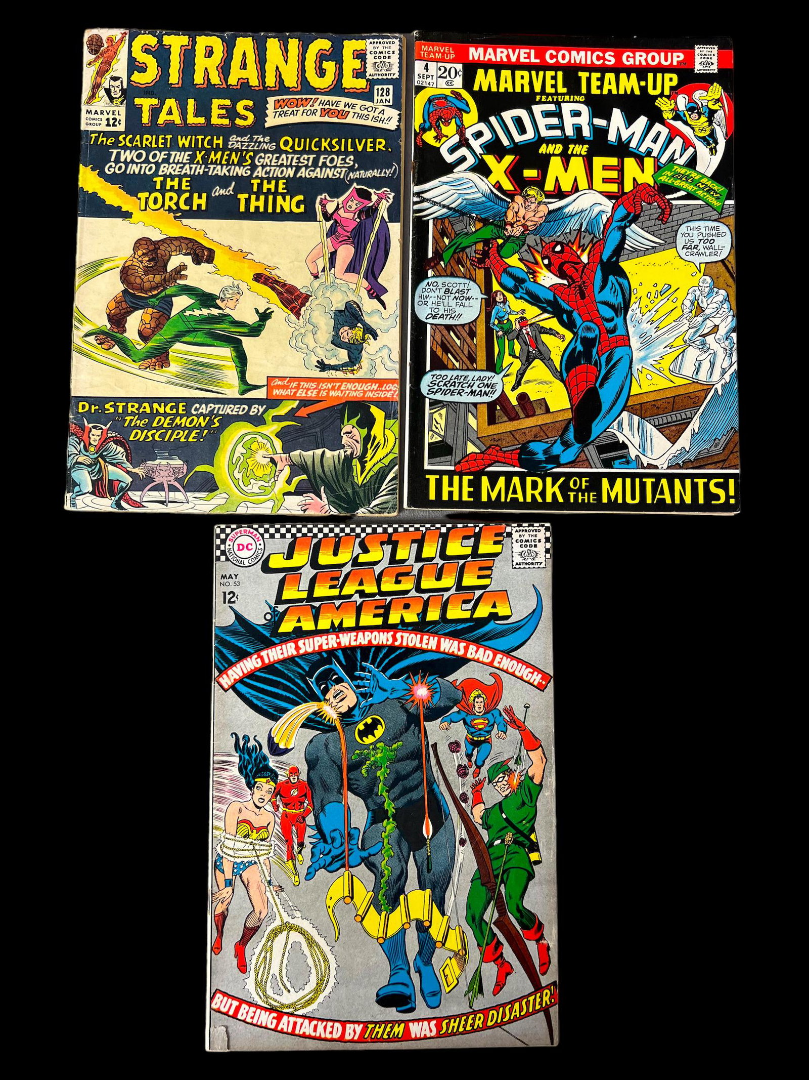 Strange tales # 128, Marvel team up Spider-Man 4, justice league of America 53 vintage comic book (1 of 10)