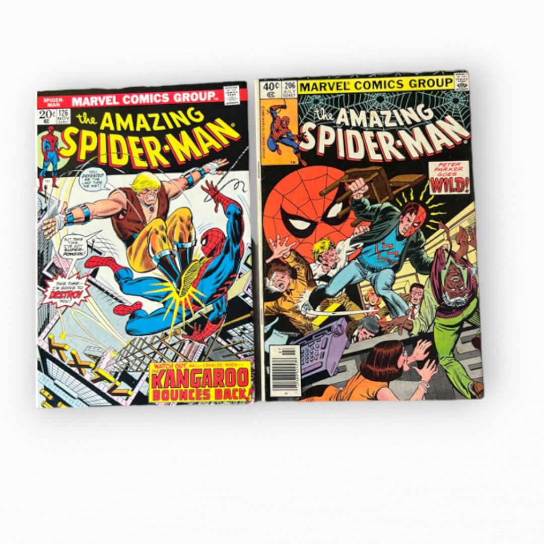 The amazing Spider-Man, 126, 206, appearance kangaroo man vintage marvel comic book collection lot (1 of 4)