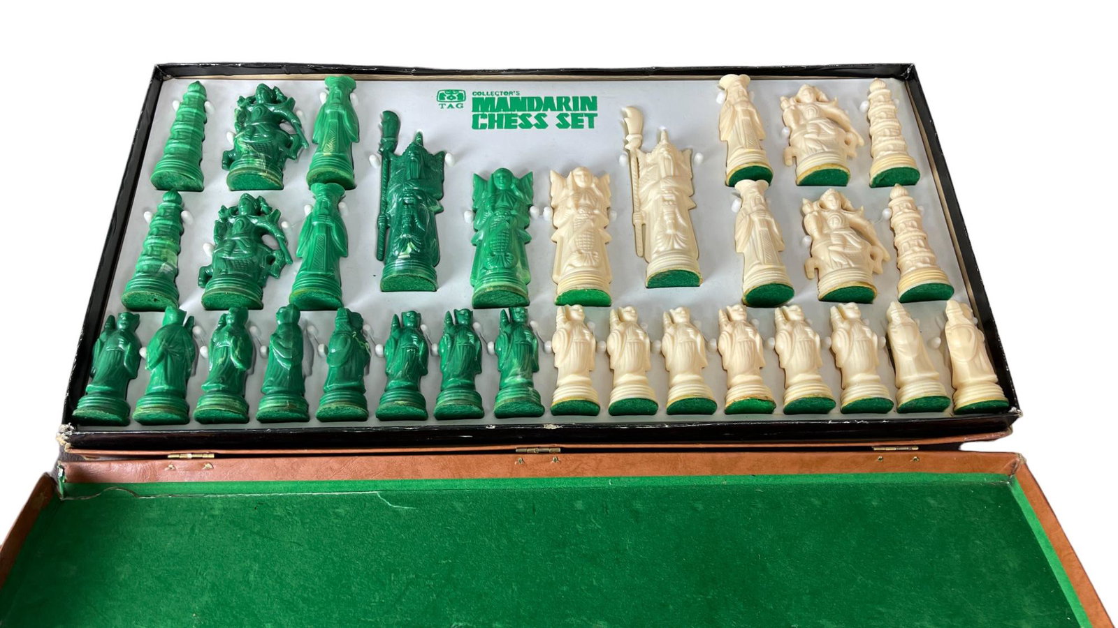 1960"s Vintage Collector's Mandarin Chess Set Chessboard Board Game: 1960"s Vintage Collector's Mandarin Chess Set Chessboard Board Game