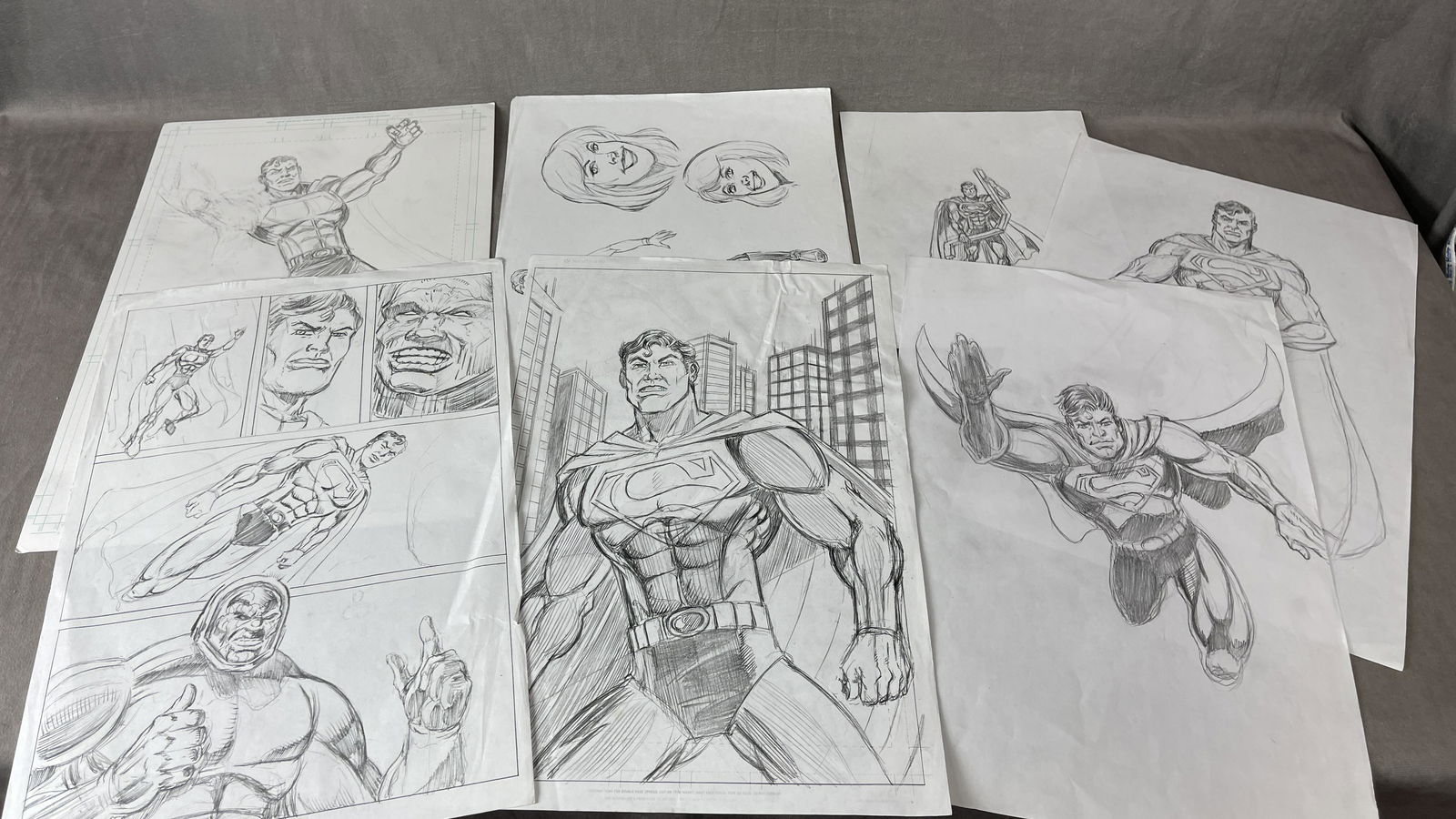 Original Comic Art Drawing Superman & More Collection Lot (1 of 6)