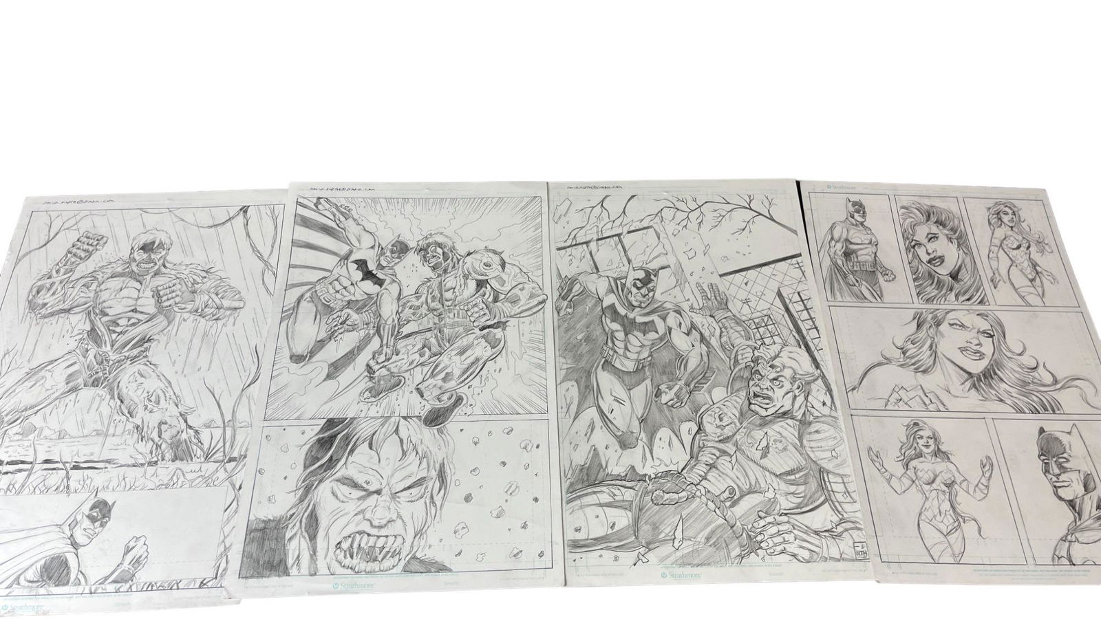 Original Comic Art Drawing Batman & Other Superheros Collection Lot (1 of 5)