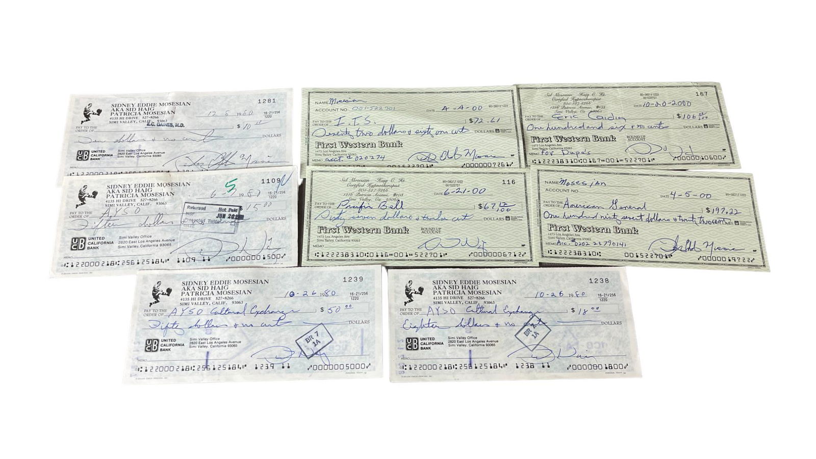 Sid Haig Signed Check Collection Lot (Captain Spaulding) (1 of 4)