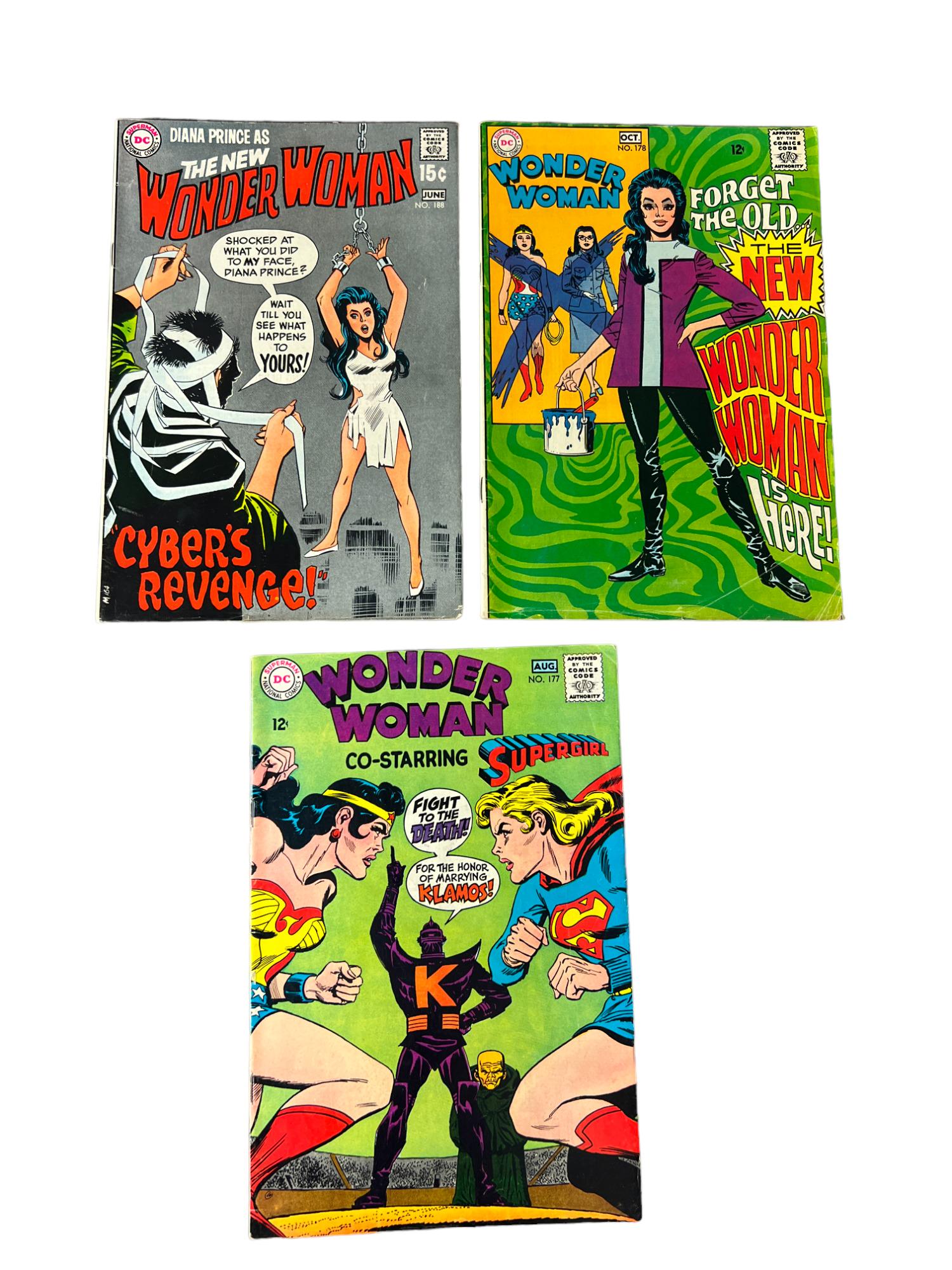 Wonder Woman, 188, 178, 177 vintage comic book collection lot (1 of 5)