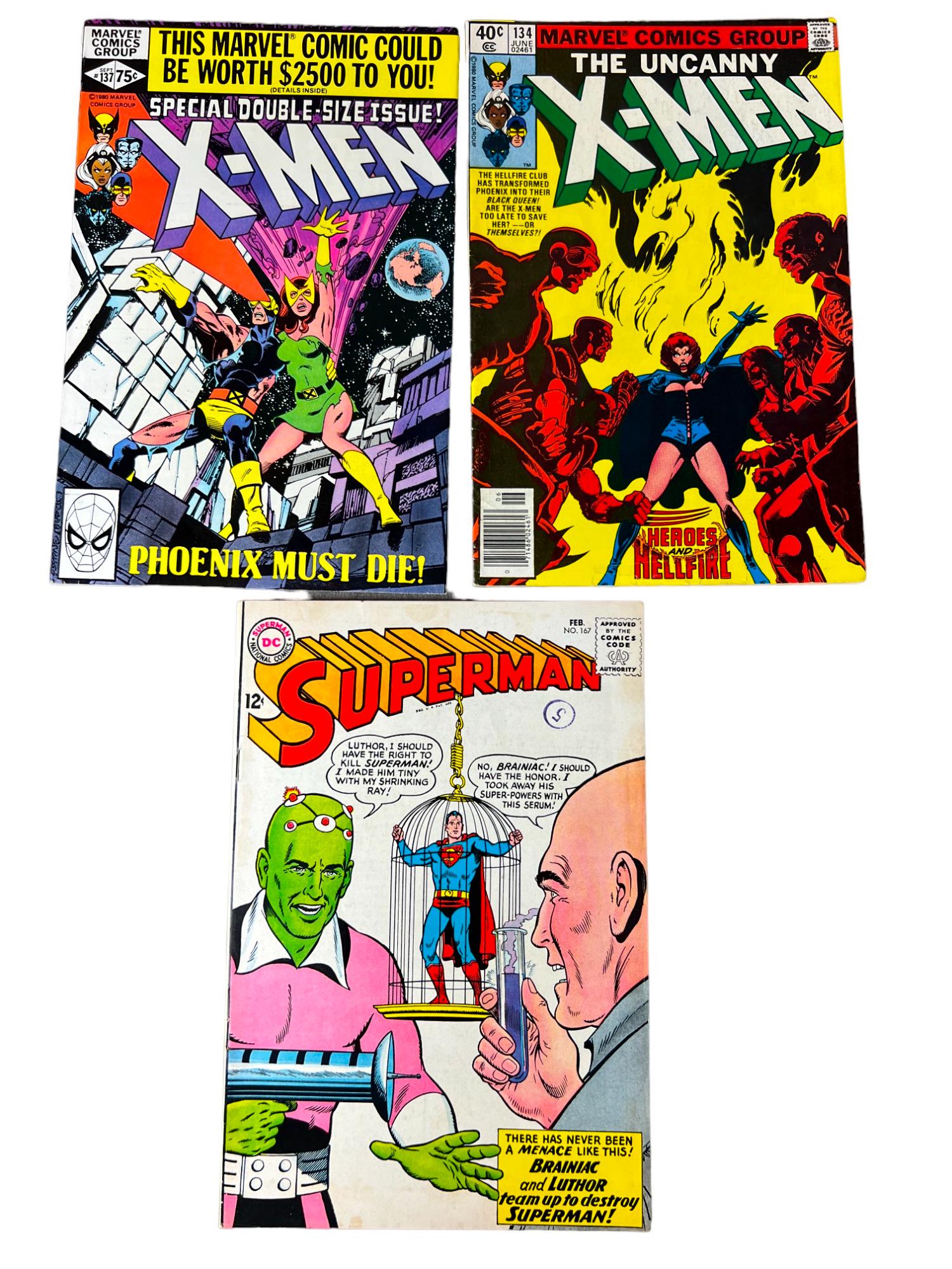 Vintage comic book collection lot Superman 167 X-Men 134, 137 (1 of 8)