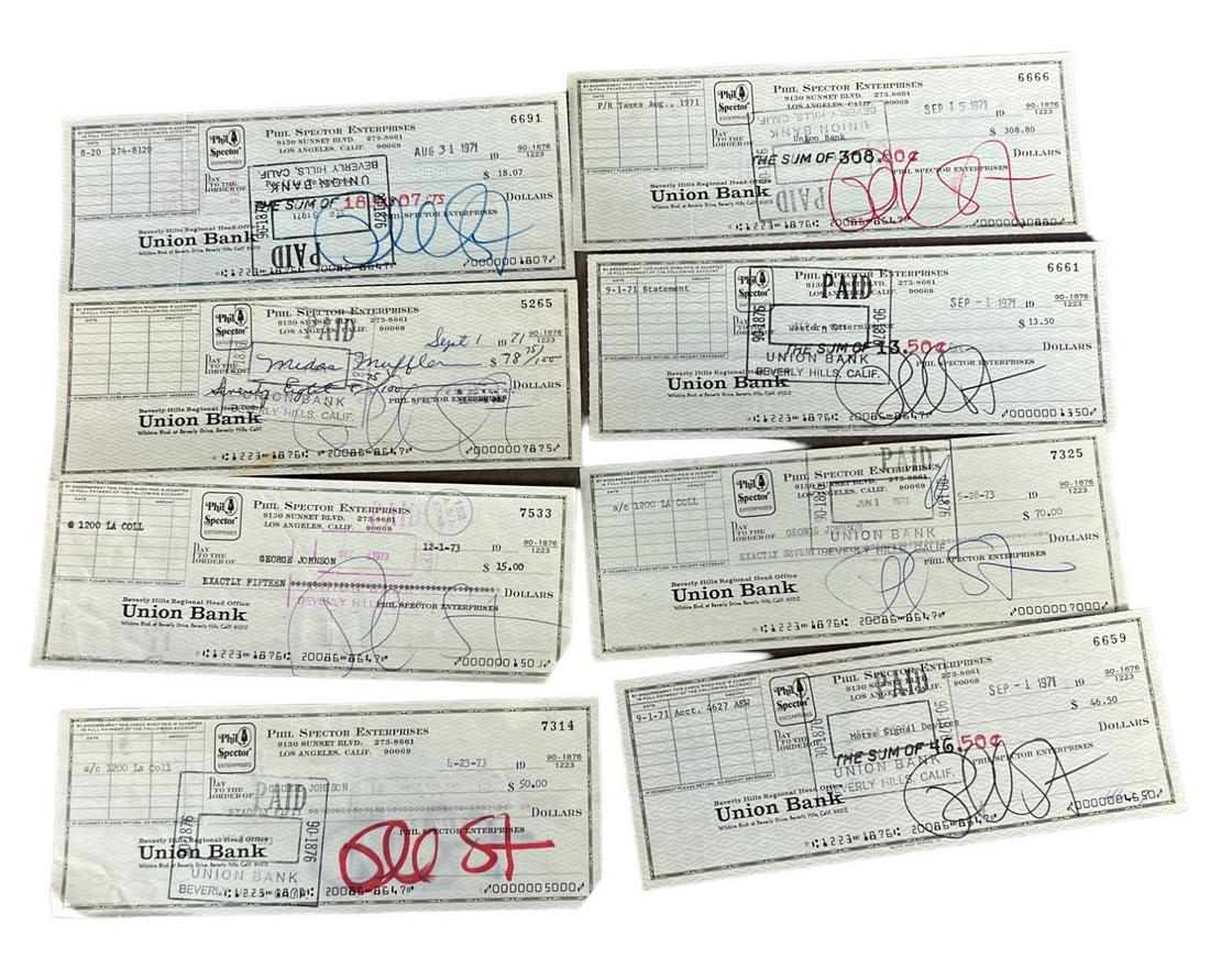 Original Phil Spector Enterprises Signed Checks Collection Lot  of 7 (1 of 6)