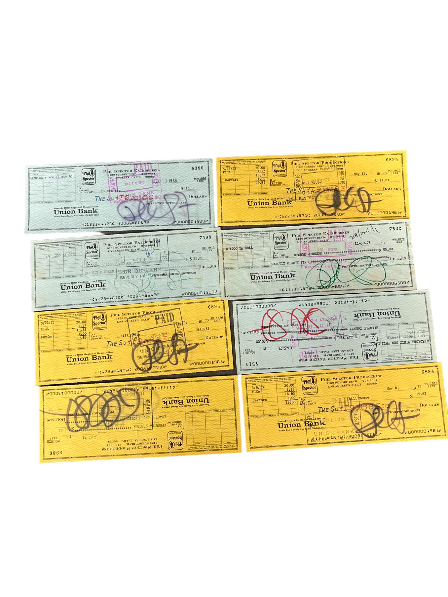 Original Phil Spector Enterprises Signed Checks Collection Lot  of 7 (1 of 5)