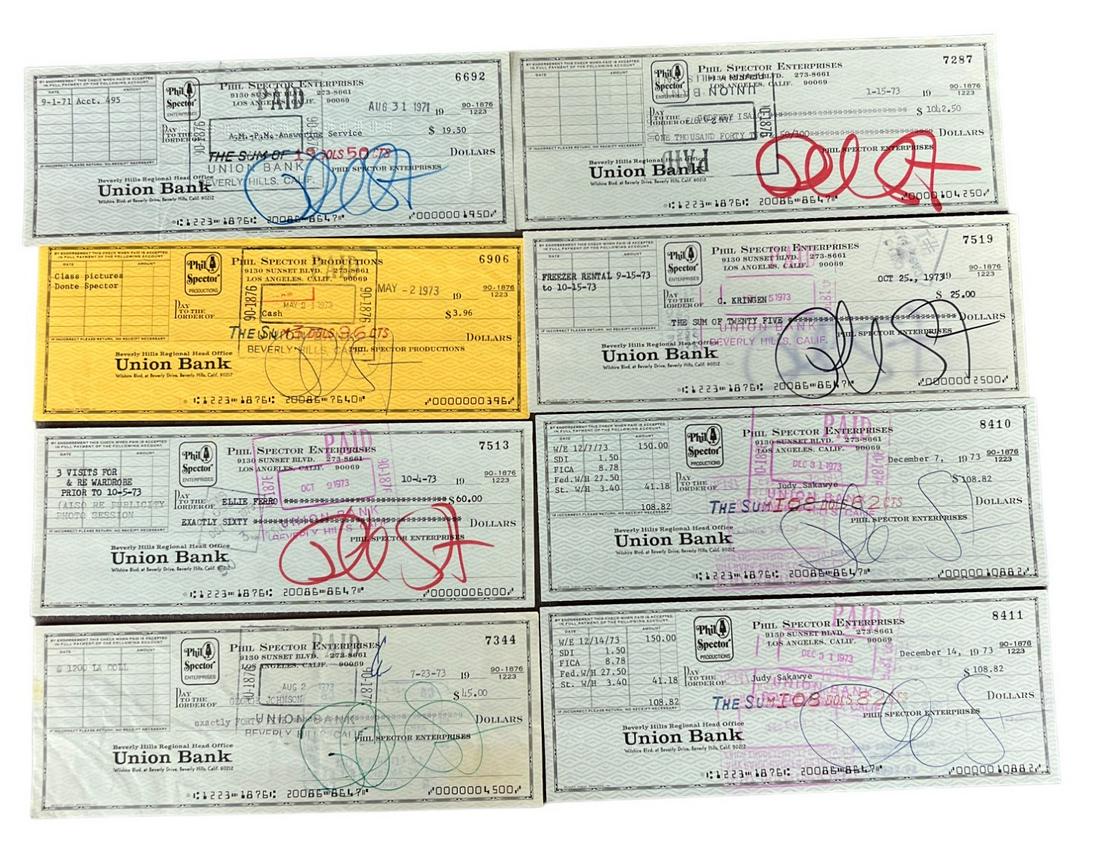 Original Phil Spector Enterprises Signed Checks Collection Lot  of 7 (1 of 5)