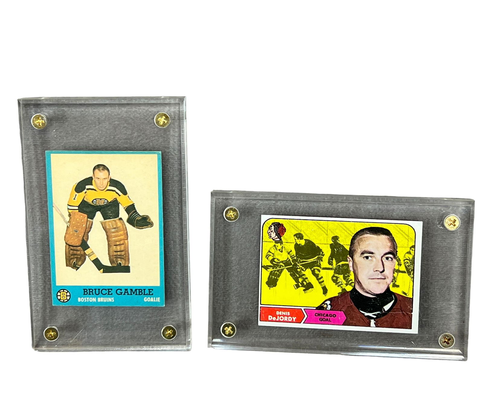 Bruce Gamble 1962 - 63 Rookie TOPPS Card # 3 Denis Dejordy # 12 NHL Hockey lot (1 of 6)