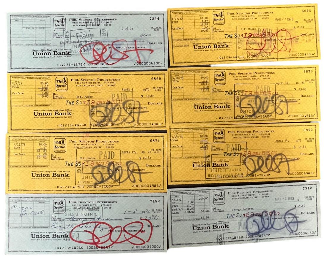 Original Phil Spector Enterprises Signed Checks Collection Lot  of 8 (1 of 7)