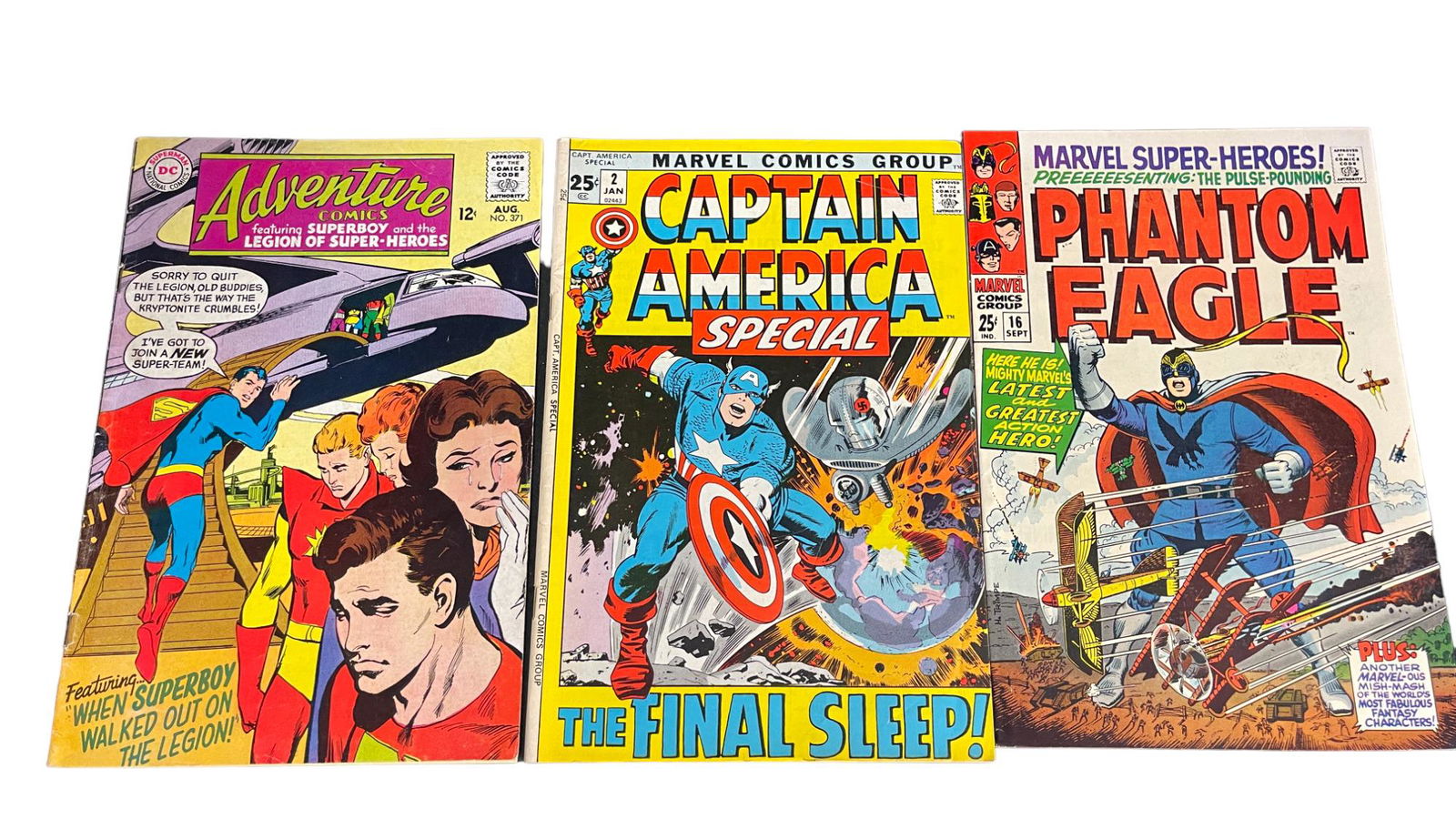 Adventure Comics #371, Captain America #2 and Phantom Fagle #16 Comic Book Lot (1 of 5)