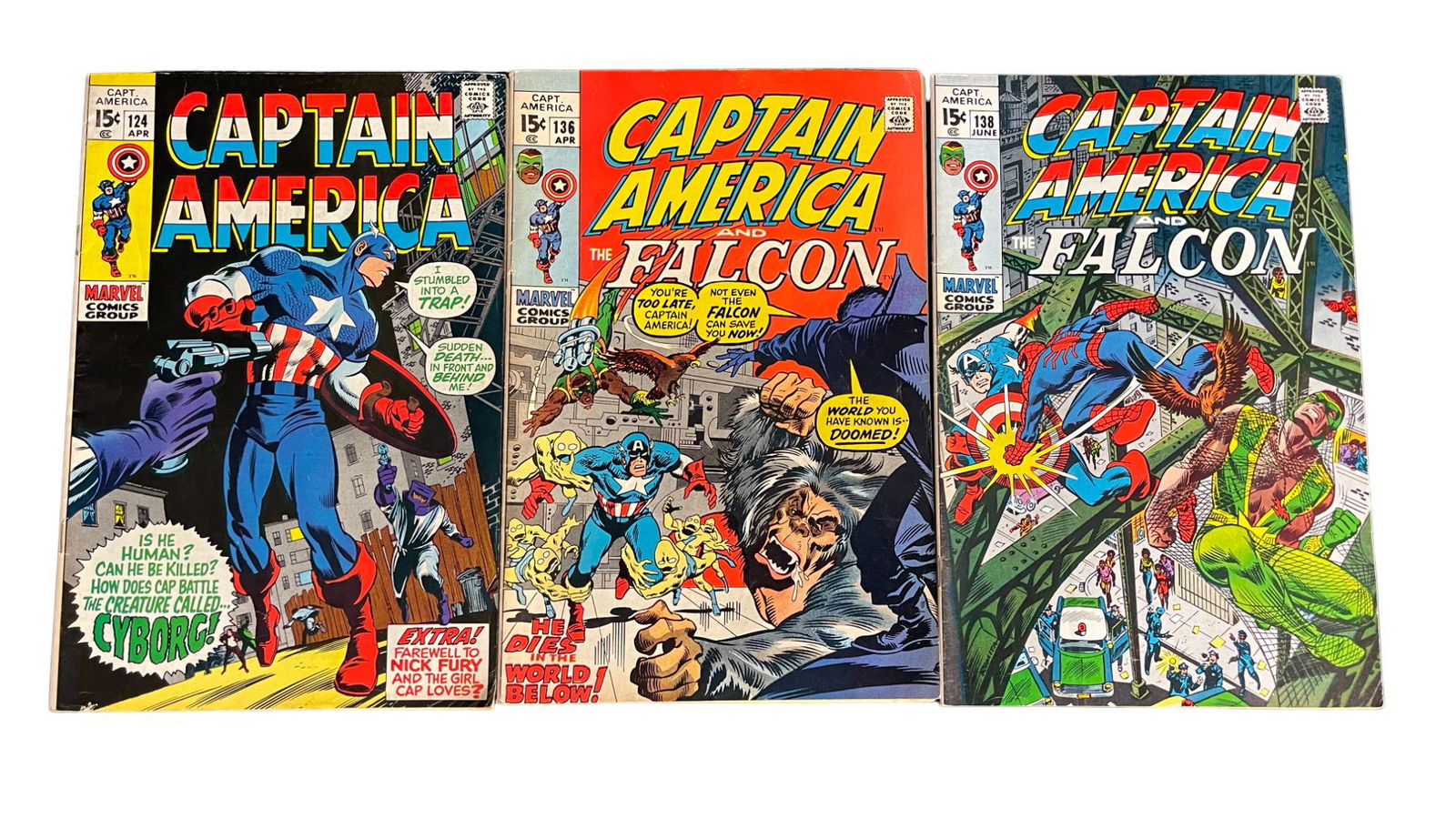 Captain America and Falcon #136, #138 and Captain America #124 Comic Book Lot (1 of 3)