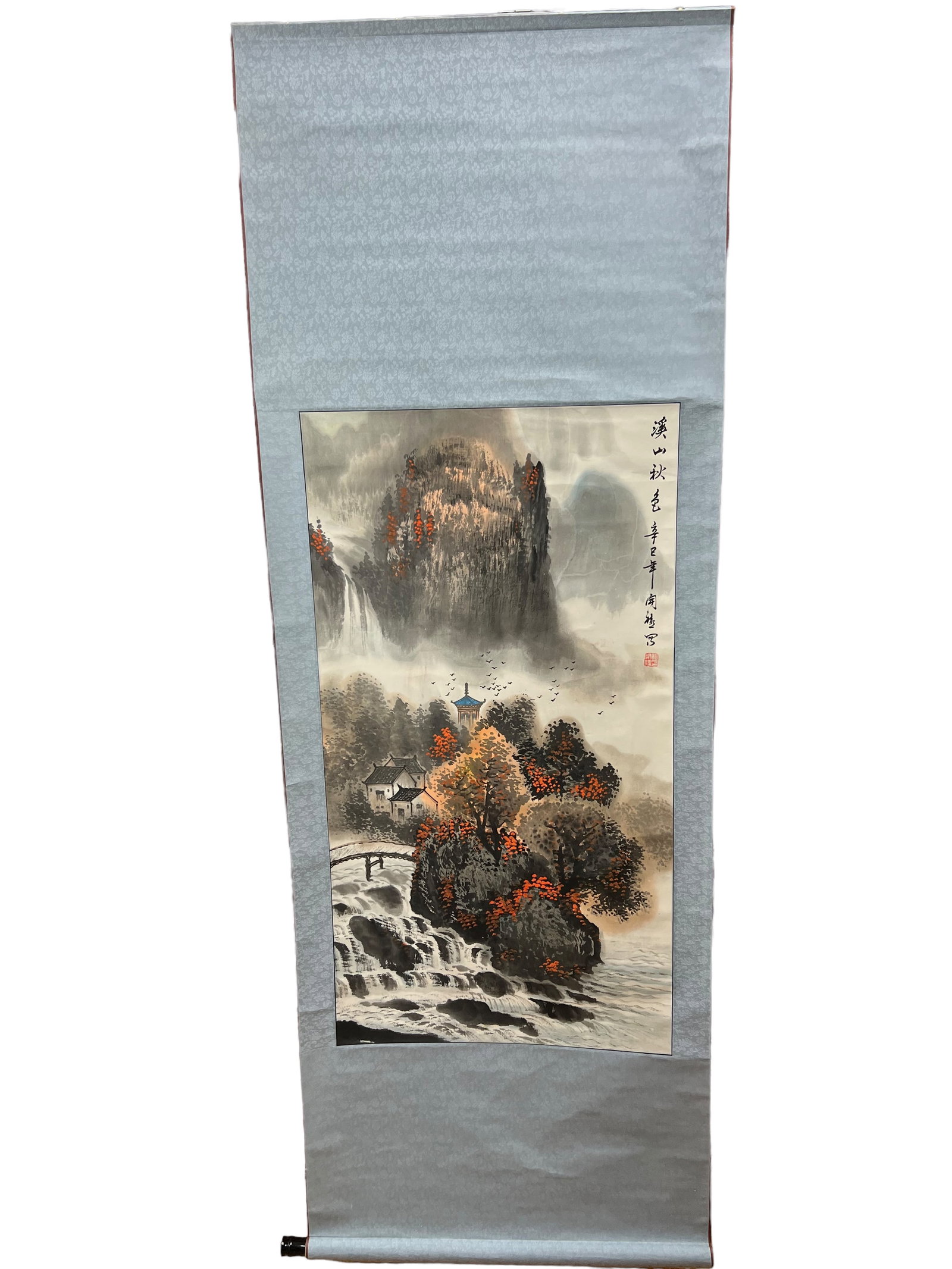 Antique vintage Chinese scroll painting: Antique vintage Chinese scroll painting 25" x 71"