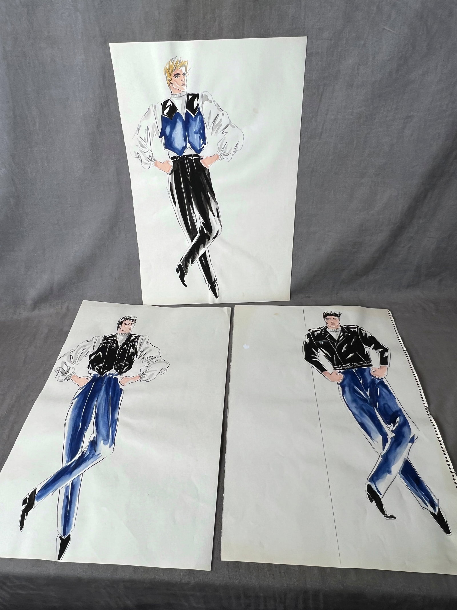 Harley Davidson vintage leather clothing costume design original sketch drawing art lot (1 of 9)