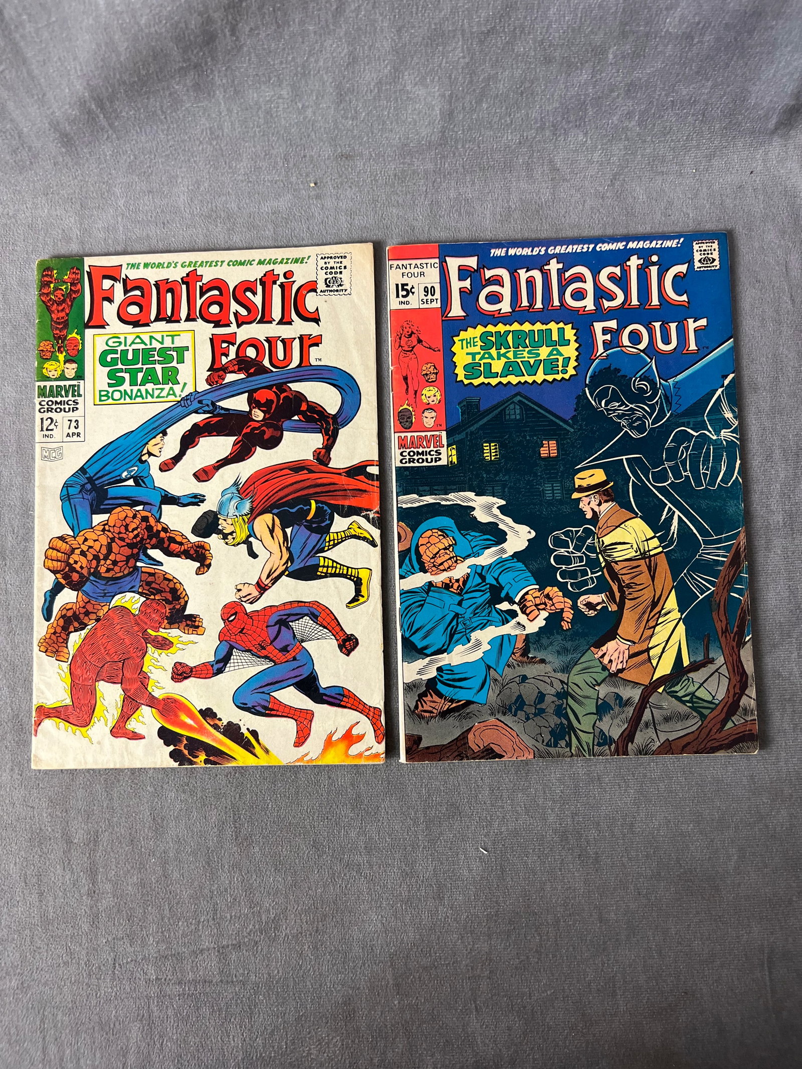 Fantastic Four 73, 90, marvel comic book collection lot (1 of 6)