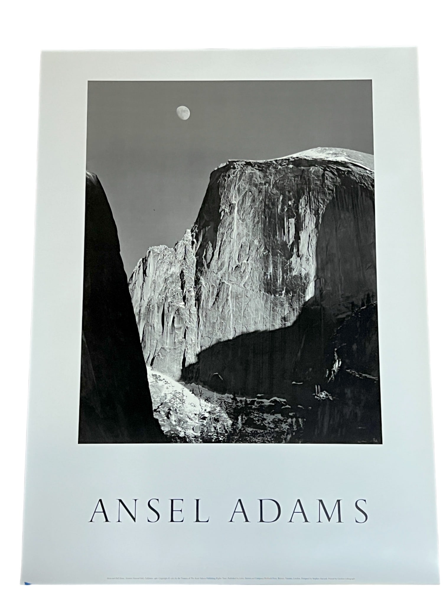 Ansel Adams moon and half dome Yosemite 1985 lithograph print on thick paper (1 of 7)