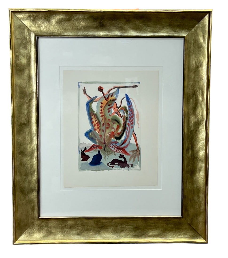 Salvador Dali purgatory divine comedy gluttony woodblock print with COA (1 of 12)