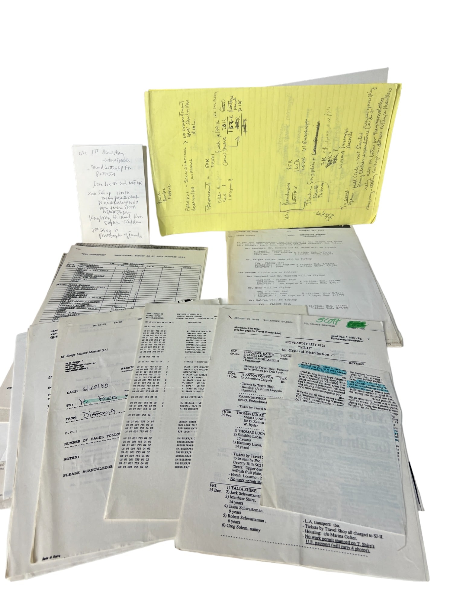 THE GODFATHER III original movie archive of Production documents Coppola Al Pacino Mario Puzo: THE GODFATHER III original movie archive of Production documents Coppola Al Pacino Mario Puzo