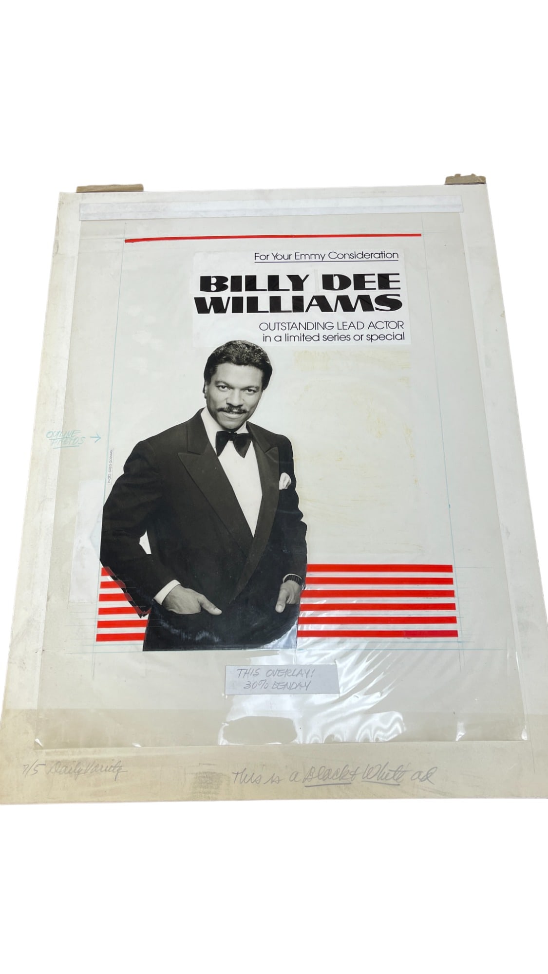Vintage Original Billy Dee Williams Magazine Illustration Board: Vintage Original Billy Dee Williams Magazine Illustration Board